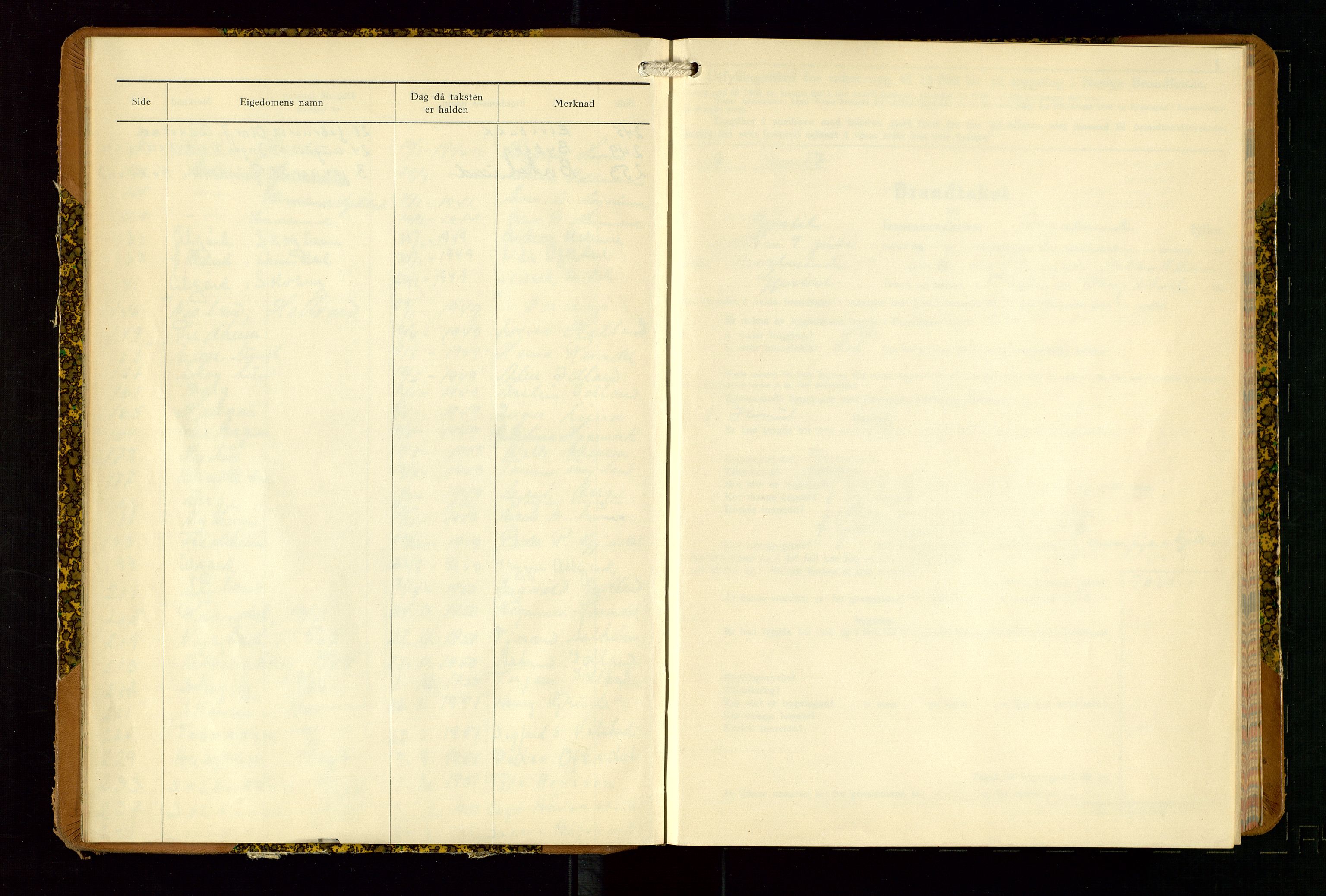 Gjesdal lensmannskontor, AV/SAST-A-100441/Go/L0008: Branntakstskjemaprotokoll, 1937-1955