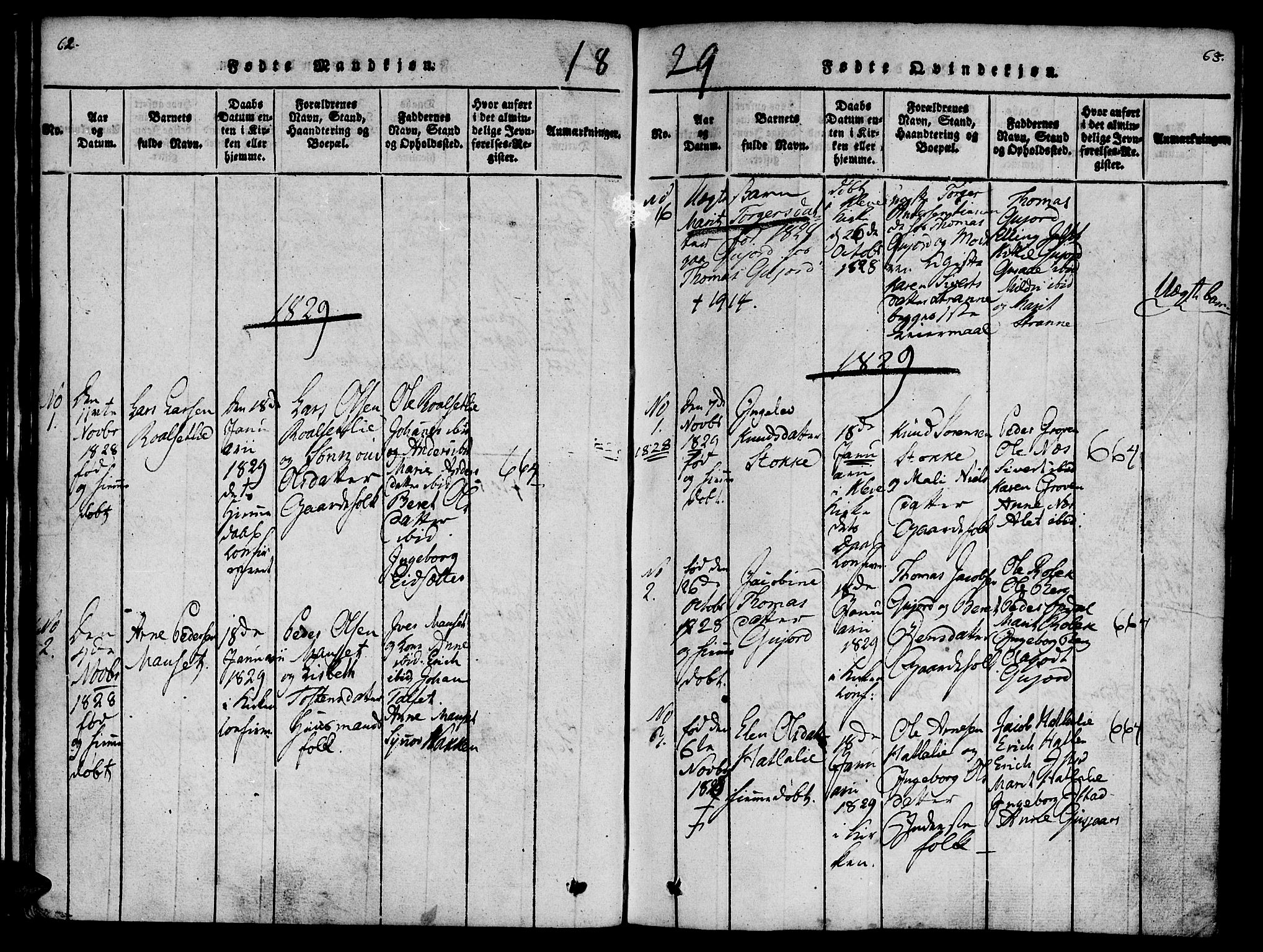 Ministerialprotokoller, klokkerbøker og fødselsregistre - Møre og Romsdal, AV/SAT-A-1454/557/L0679: Parish register (official) no. 557A01, 1818-1843, p. 62-63