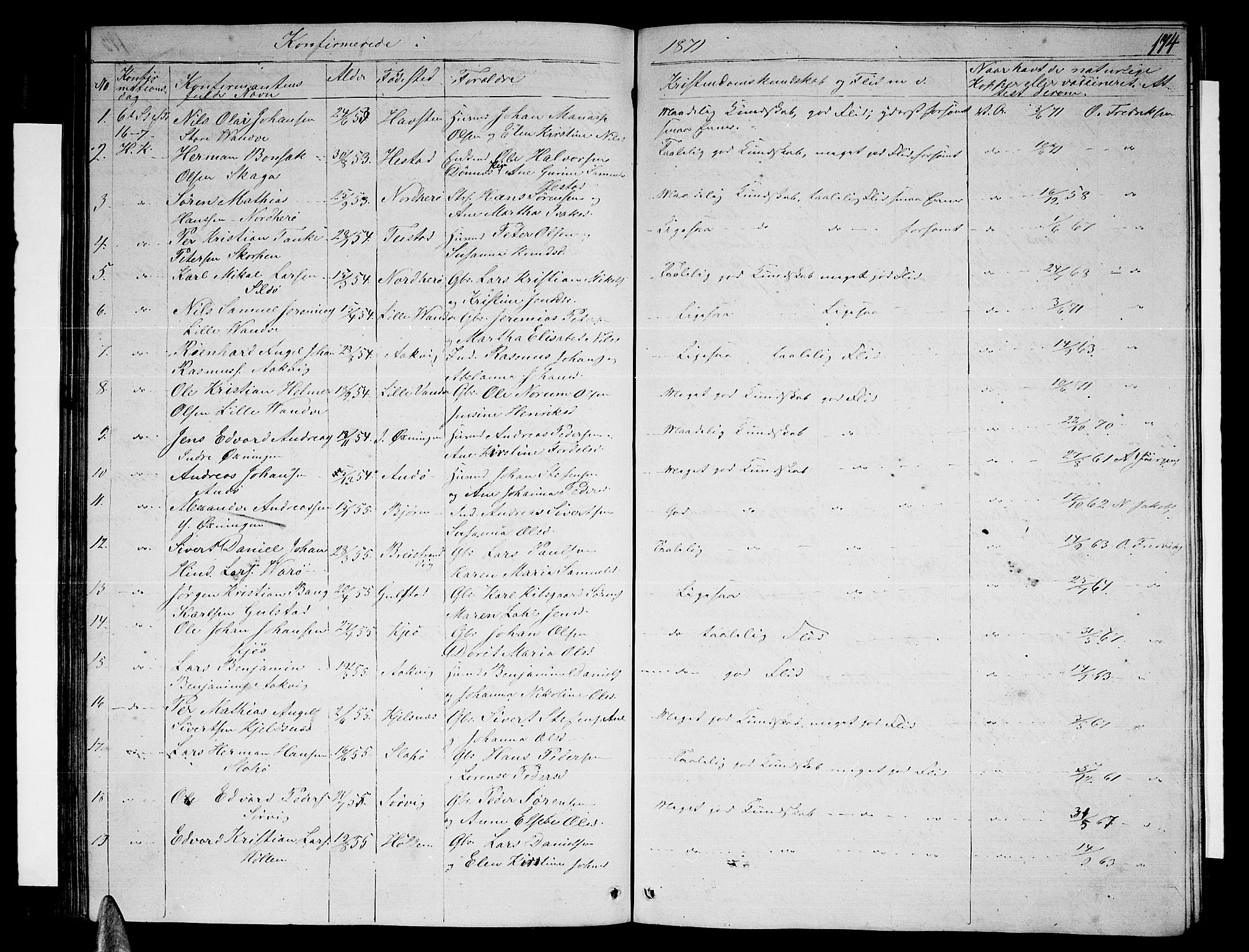 Ministerialprotokoller, klokkerbøker og fødselsregistre - Nordland, AV/SAT-A-1459/834/L0512: Parish register (copy) no. 834C03, 1862-1877, p. 174