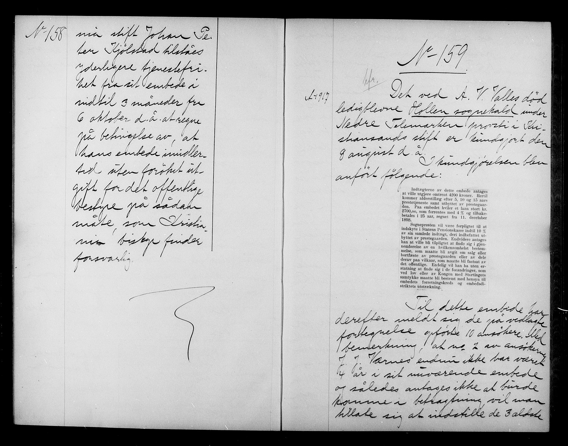 Kirke- og undervisningsdepartementet, Kontoret  for kirke og geistlighet A, AV/RA-S-1007/A/Aa/L0323: Referatprotokoll bd. 2. Ref.nr. 154-224 + Ref.nr. 139, 1917