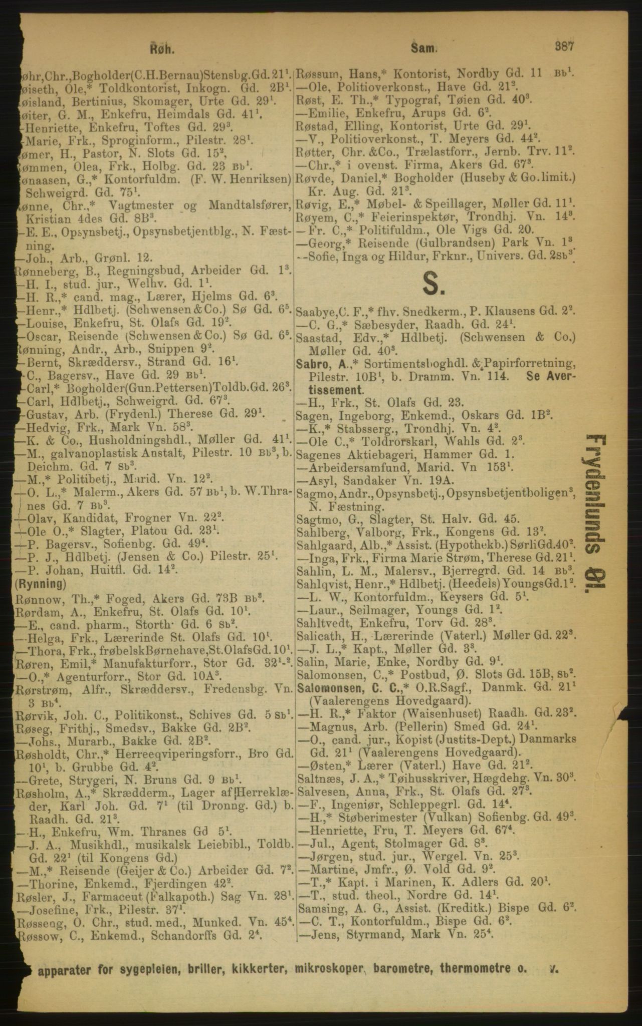 Kristiania/Oslo adressebok, PUBL/-, 1889, p. 387