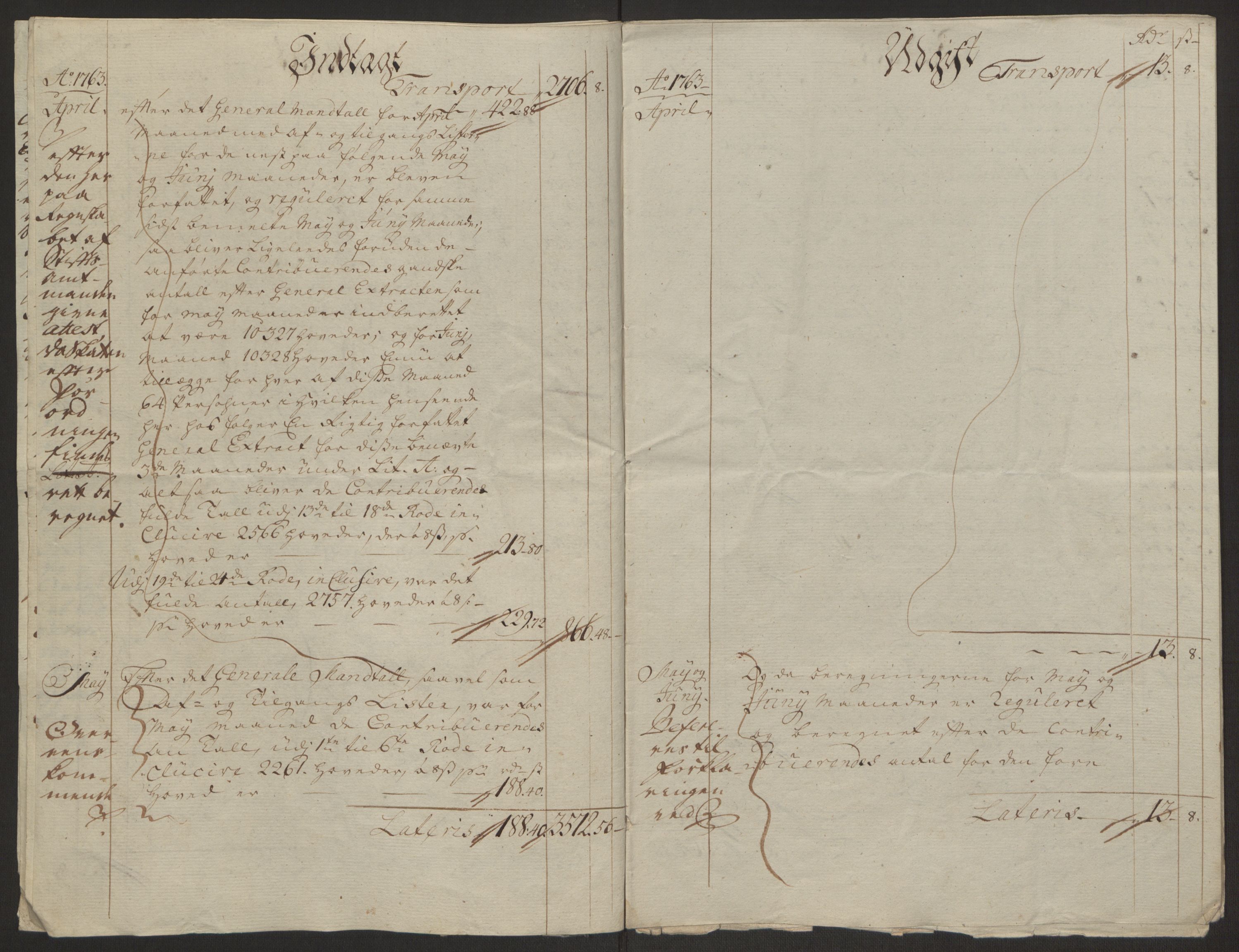 Rentekammeret inntil 1814, Reviderte regnskaper, Byregnskaper, AV/RA-EA-4066/R/Rp/L0366/0001: [P20] Kontribusjonsregnskap / Ekstraskatt, 1763, p. 15