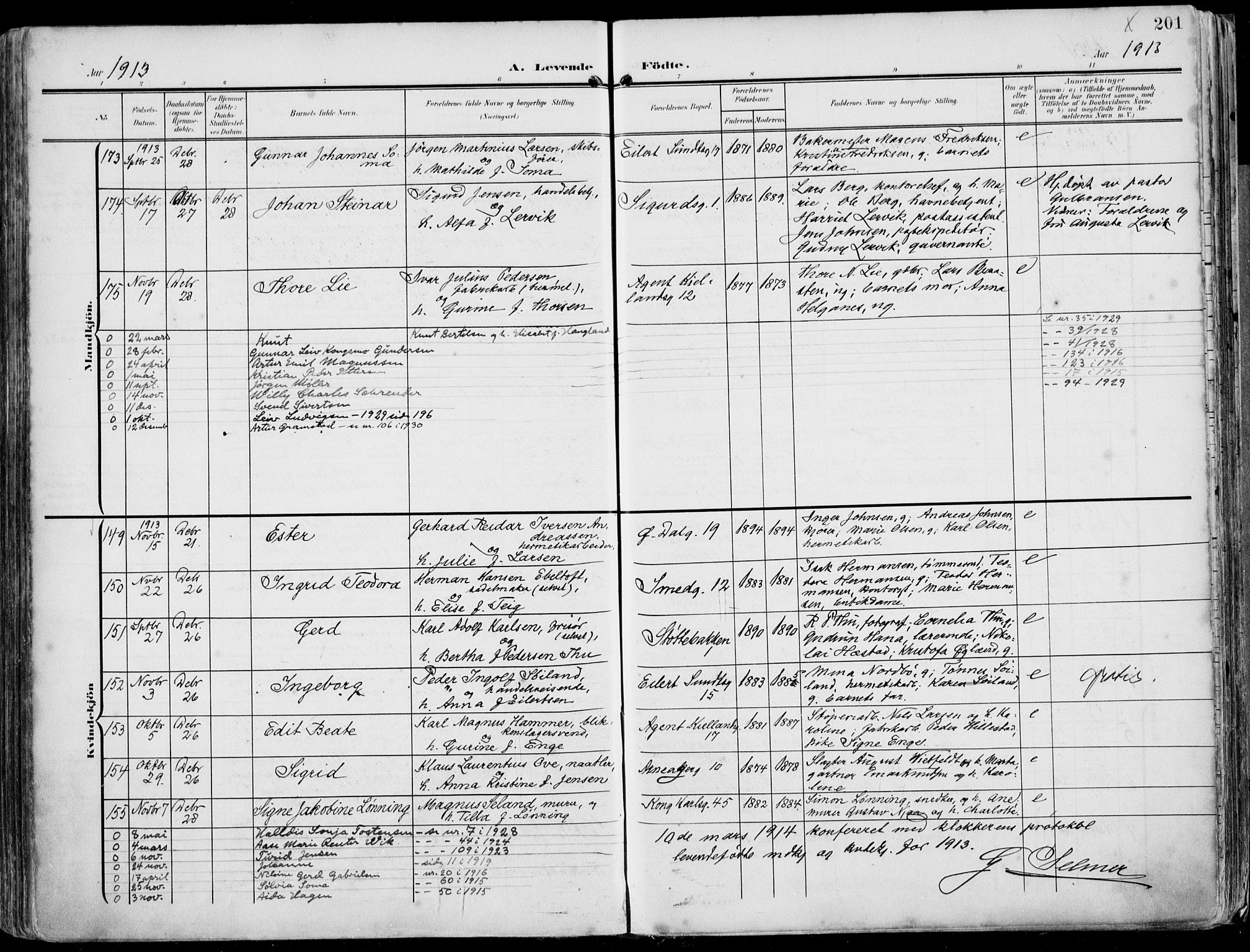 St. Petri sokneprestkontor, AV/SAST-A-101813/002/A/L0005: Parish register (official) no. A 23, 1902-1918, p. 201