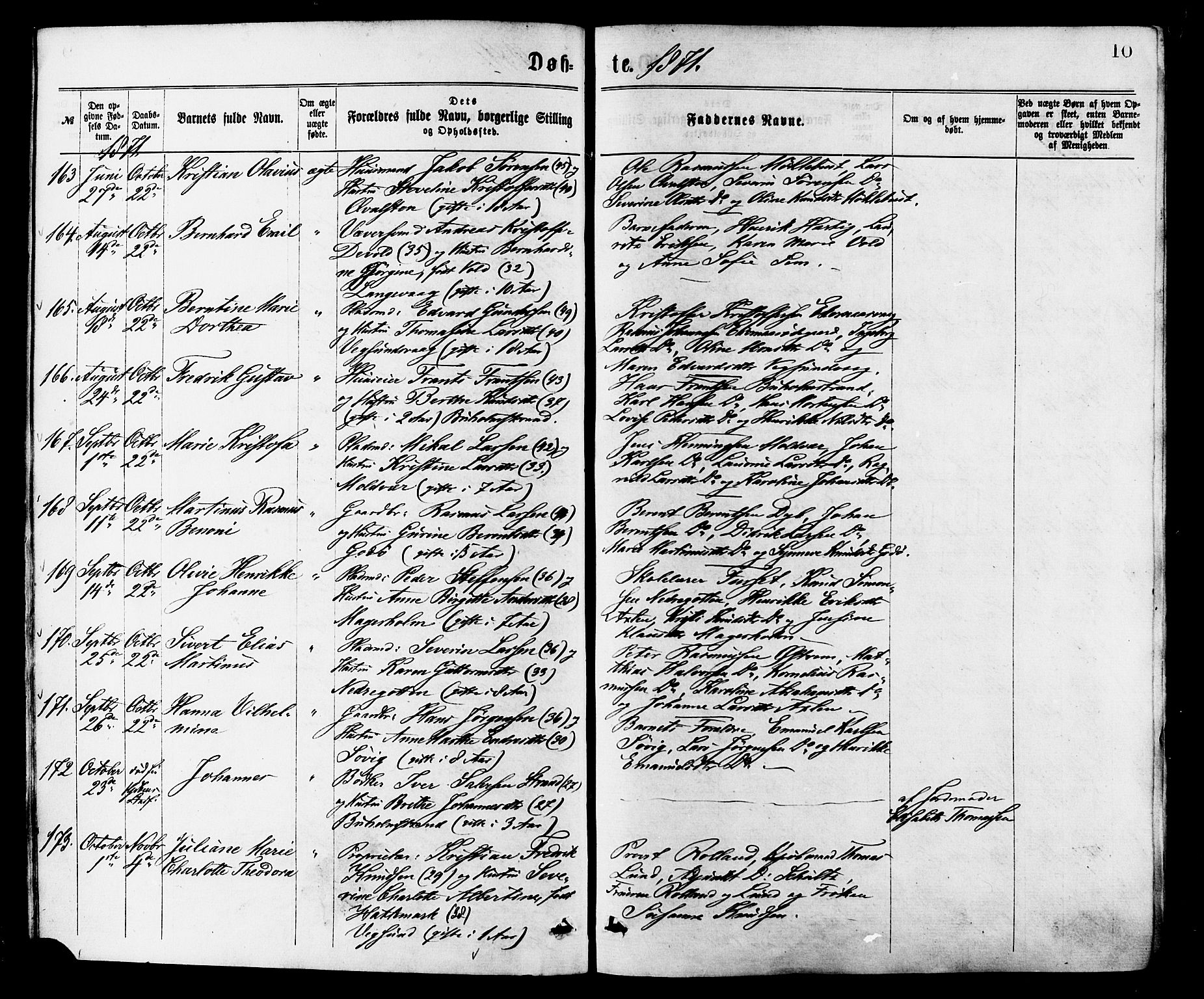 Ministerialprotokoller, klokkerbøker og fødselsregistre - Møre og Romsdal, SAT/A-1454/528/L0400: Parish register (official) no. 528A11, 1871-1879, p. 10