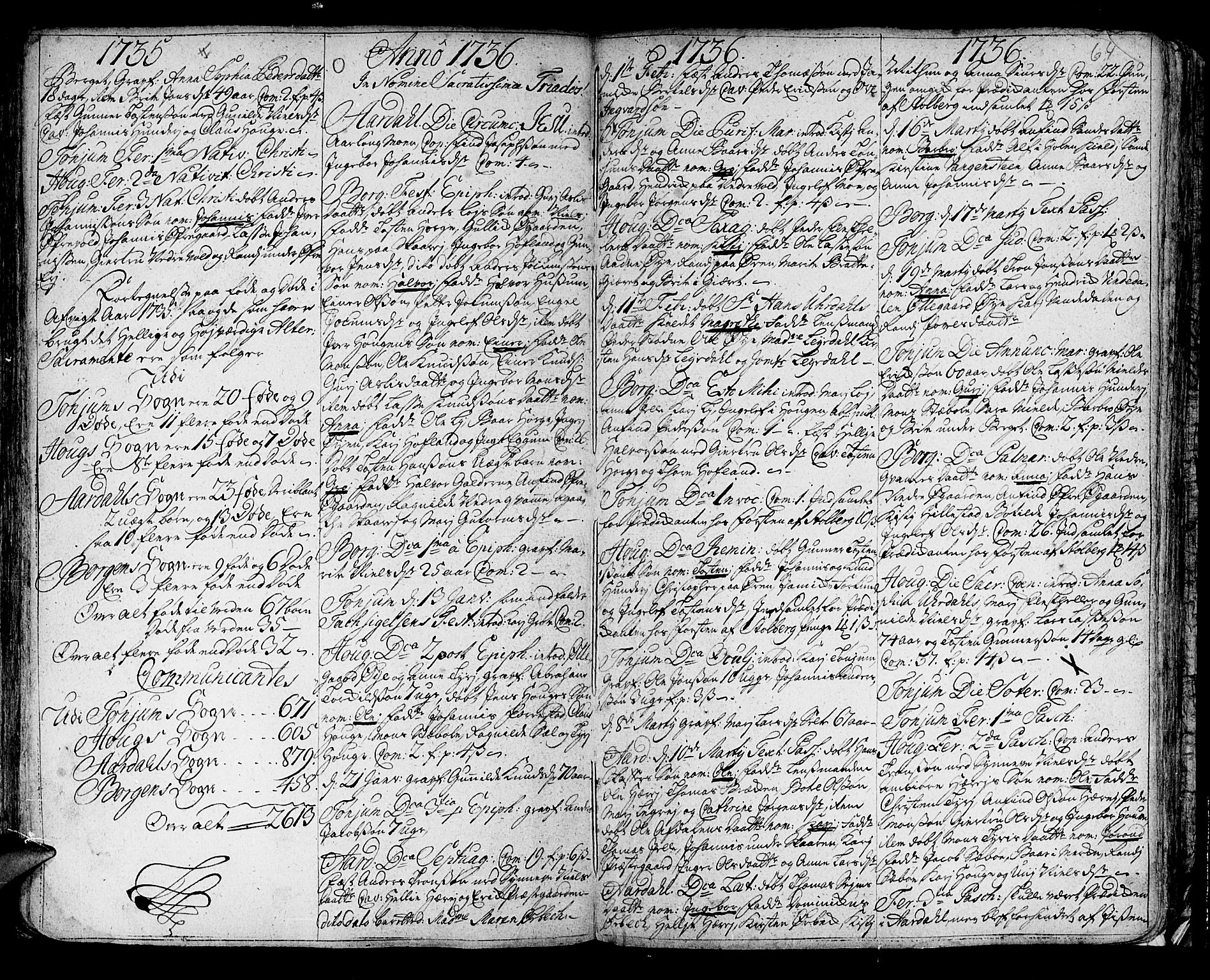 Lærdal sokneprestembete, SAB/A-81201: Parish register (official) no. A 1, 1711-1752, p. 64