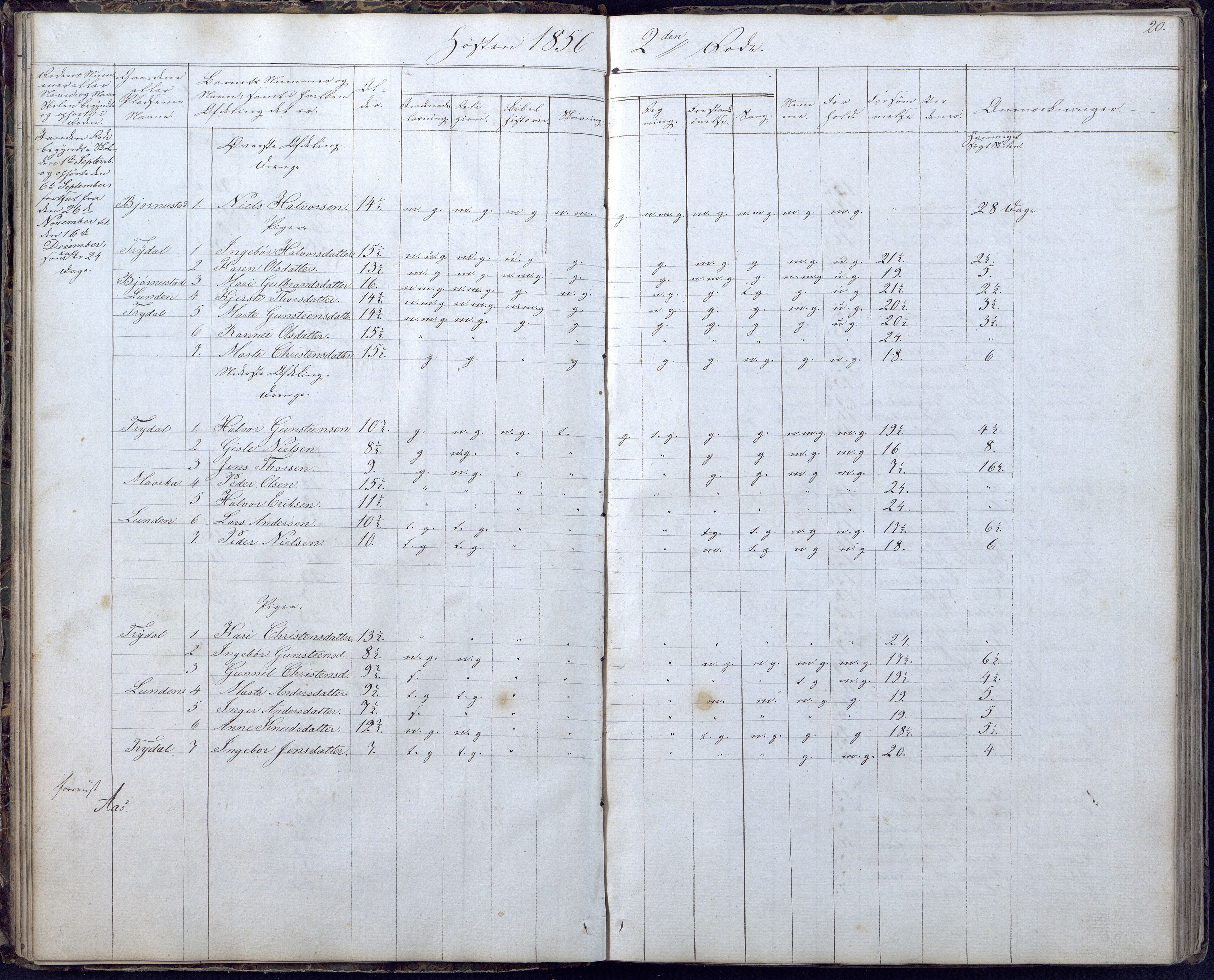 Gjerstad Kommune, Gjerstad Skole, AAKS/KA0911-550a/F02/L0004: Skolejournal/protokoll 6.skoledistrikt, 1854-1869, p. 20