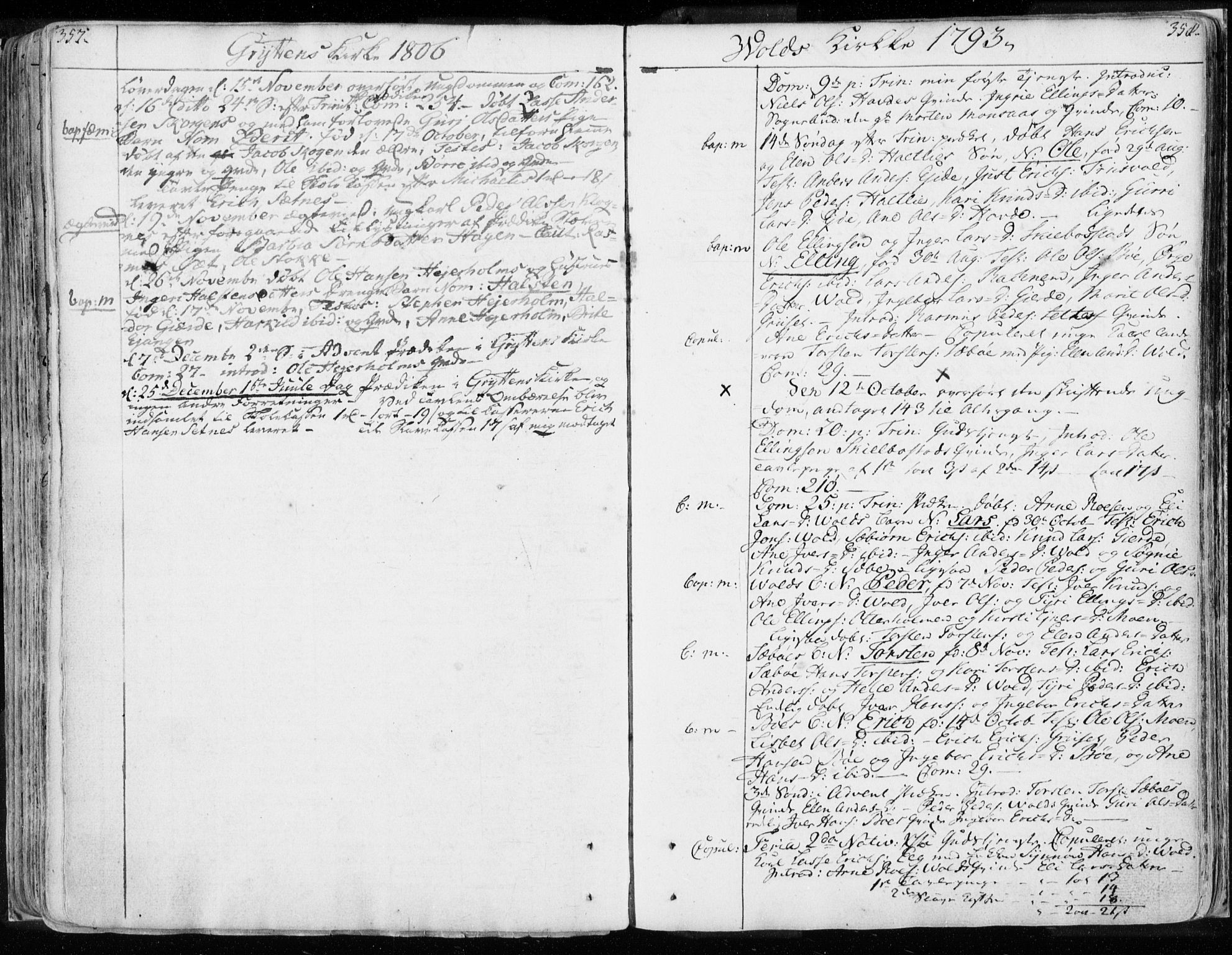 Ministerialprotokoller, klokkerbøker og fødselsregistre - Møre og Romsdal, AV/SAT-A-1454/544/L0569: Parish register (official) no. 544A02, 1764-1806, p. 357-358