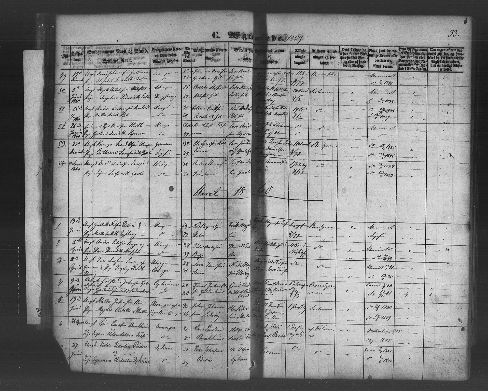 Voss sokneprestembete, SAB/A-79001/H/Haa: Parish register (official) no. A 19, 1851-1886, p. 33