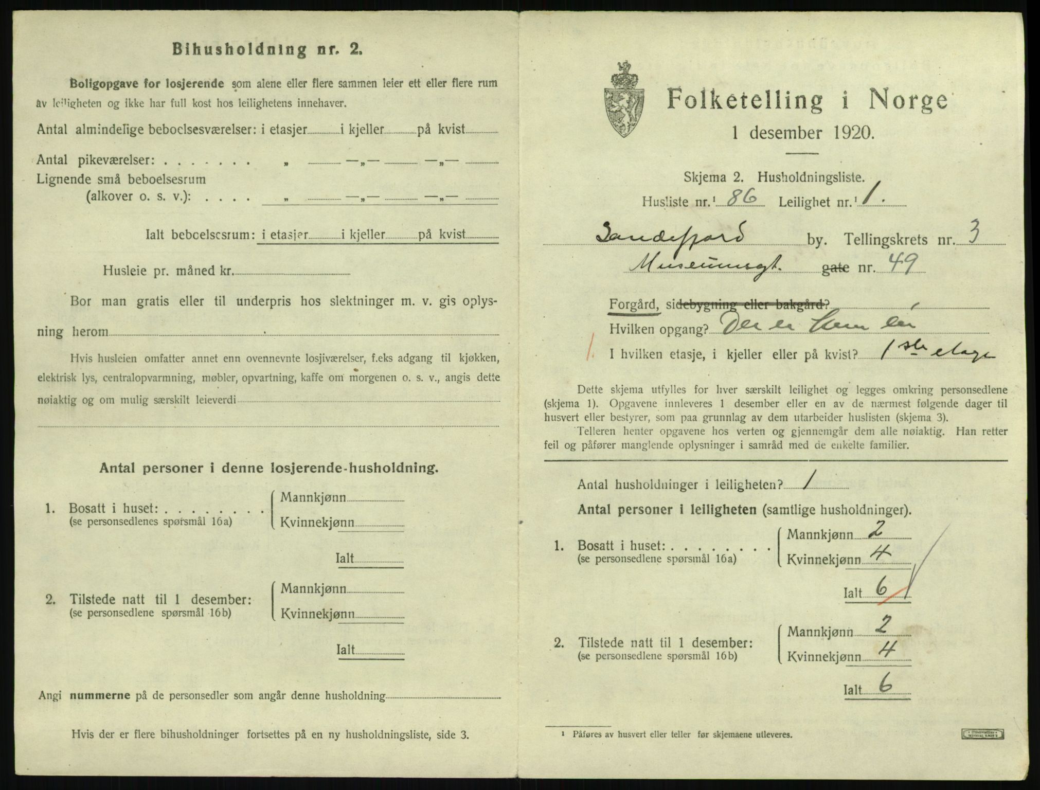 SAKO, 1920 census for Sandefjord, 1920, p. 2232