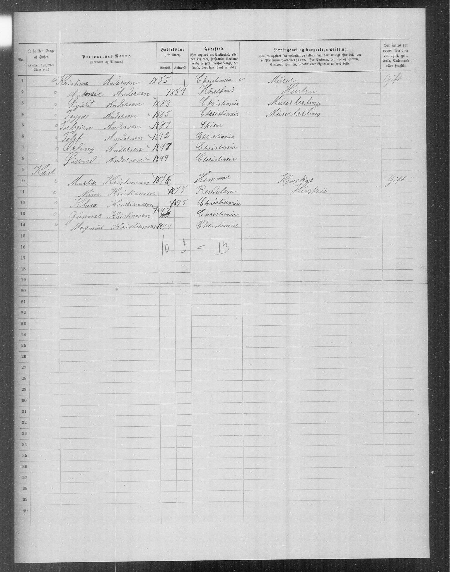 OBA, Municipal Census 1899 for Kristiania, 1899, p. 15595