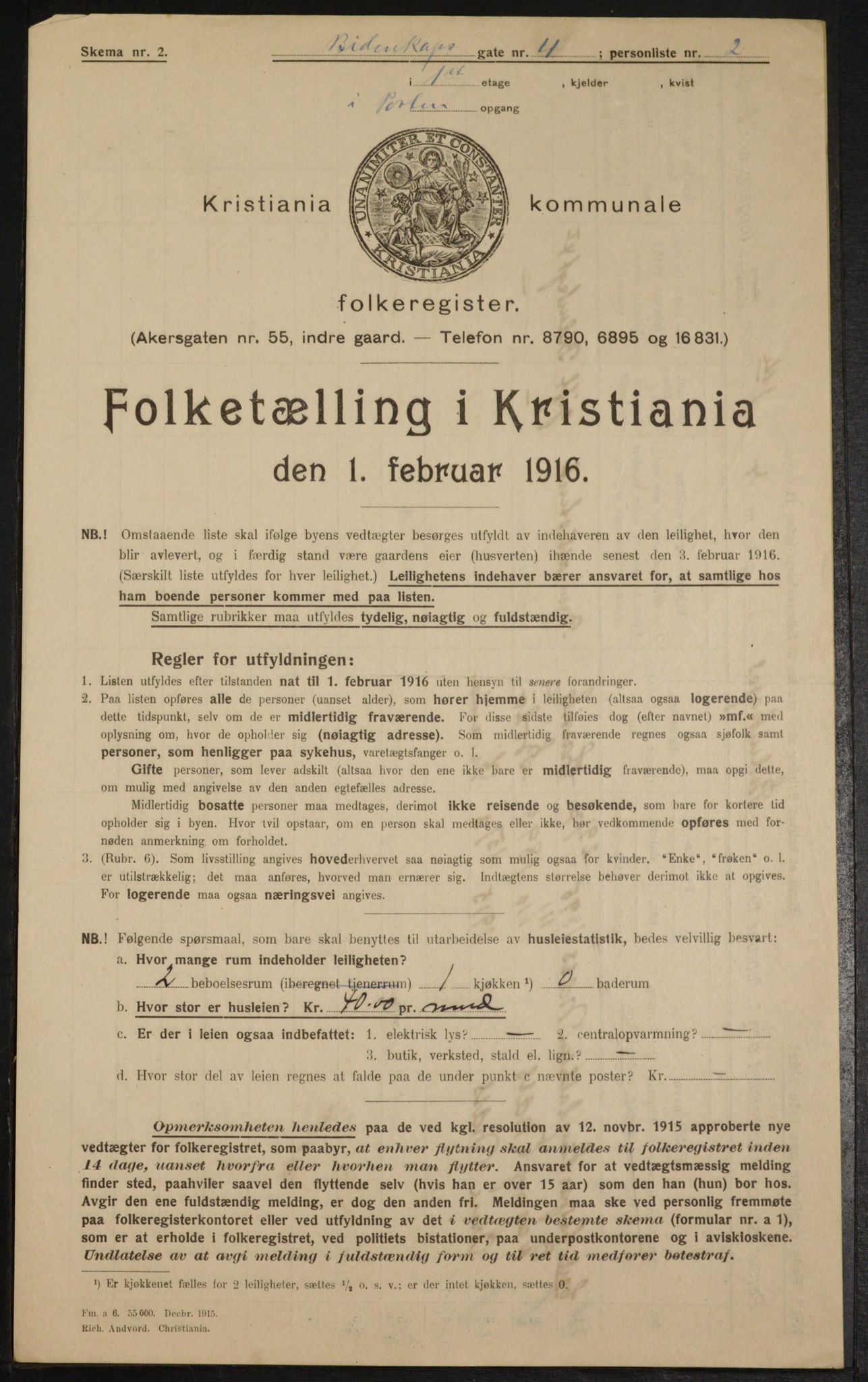 OBA, Municipal Census 1916 for Kristiania, 1916, p. 4842