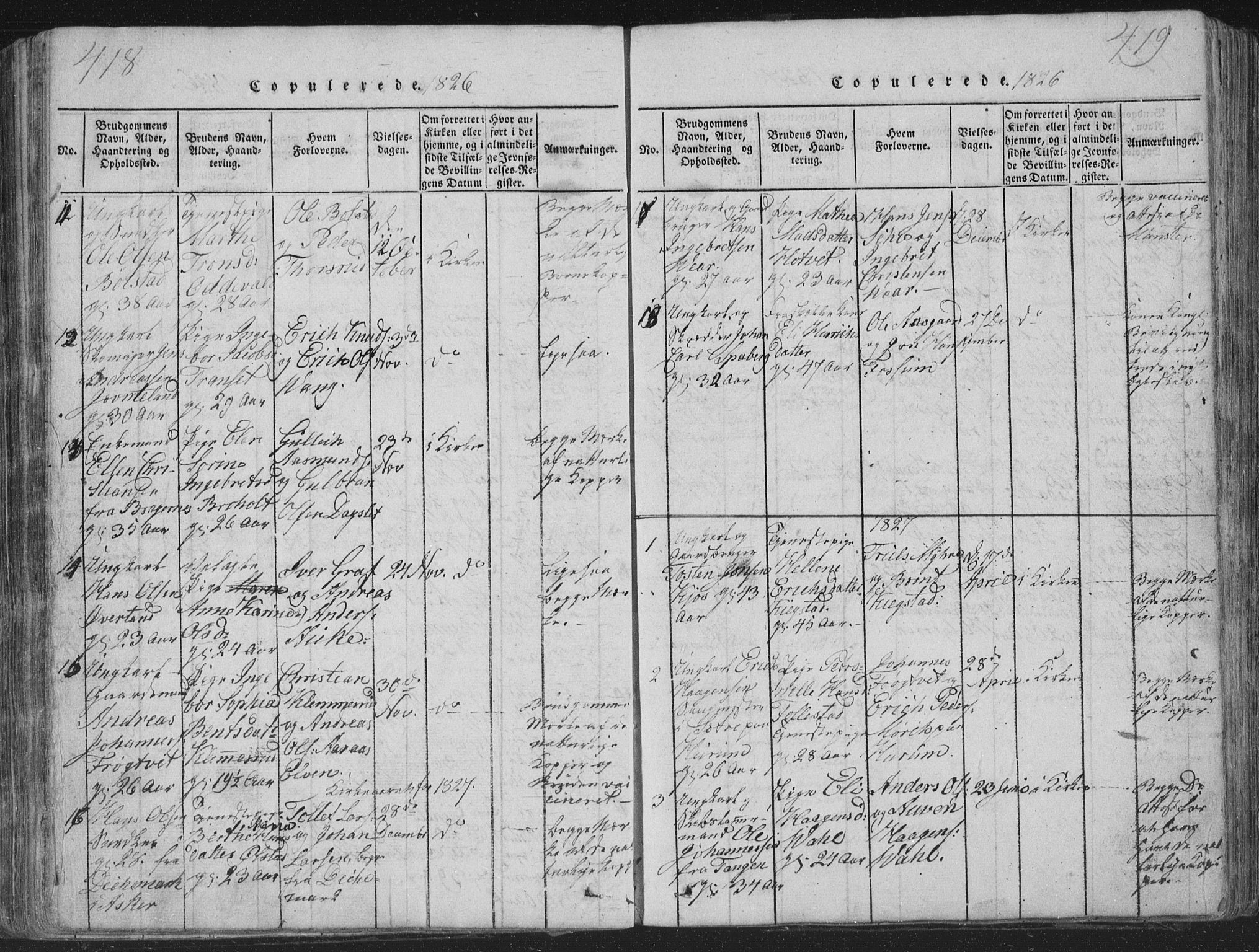 Røyken kirkebøker, AV/SAKO-A-241/G/Ga/L0003: Parish register (copy) no. 3, 1814-1856, p. 418-419