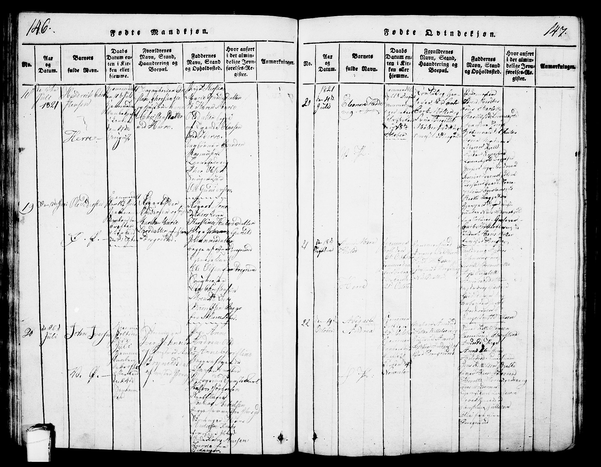 Porsgrunn kirkebøker , AV/SAKO-A-104/G/Gb/L0001: Parish register (copy) no. II 1, 1817-1828, p. 146-147