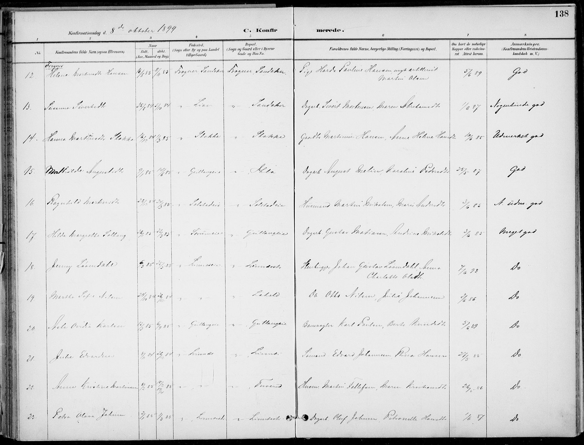 Lier kirkebøker, AV/SAKO-A-230/F/Fa/L0016: Parish register (official) no. I 16, 1895-1900, p. 138