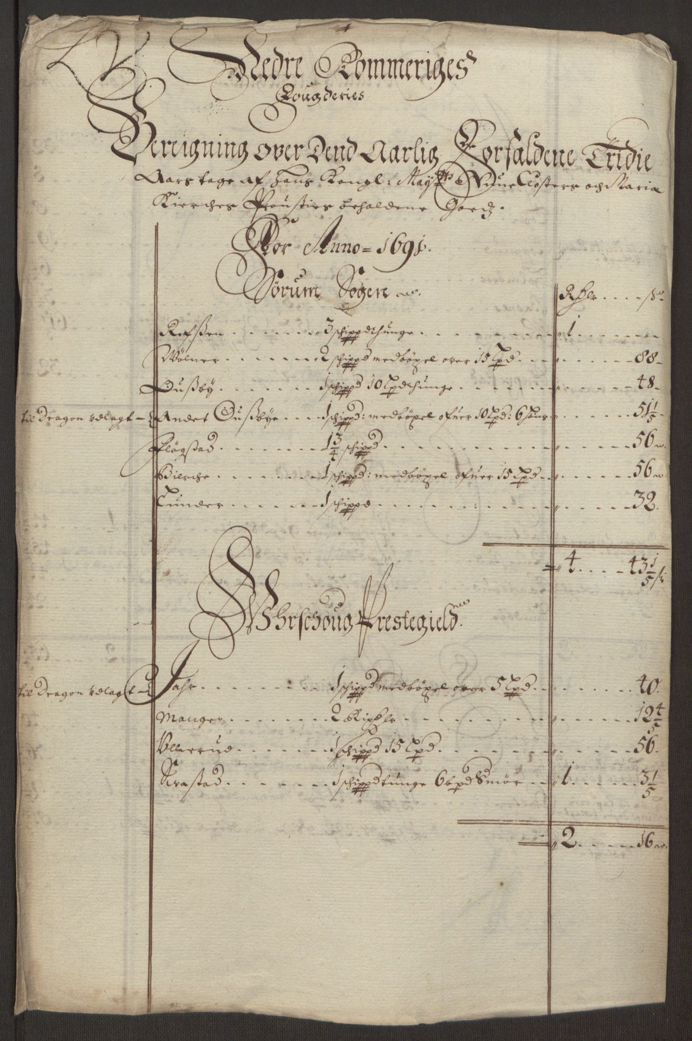 Rentekammeret inntil 1814, Reviderte regnskaper, Fogderegnskap, RA/EA-4092/R11/L0575: Fogderegnskap Nedre Romerike, 1691, p. 9