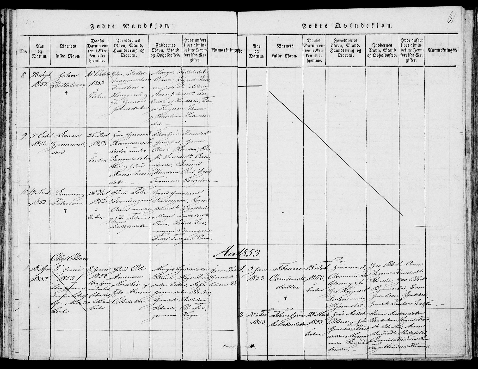 Fyresdal kirkebøker, SAKO/A-263/F/Fb/L0001: Parish register (official) no. II 1, 1815-1854, p. 61