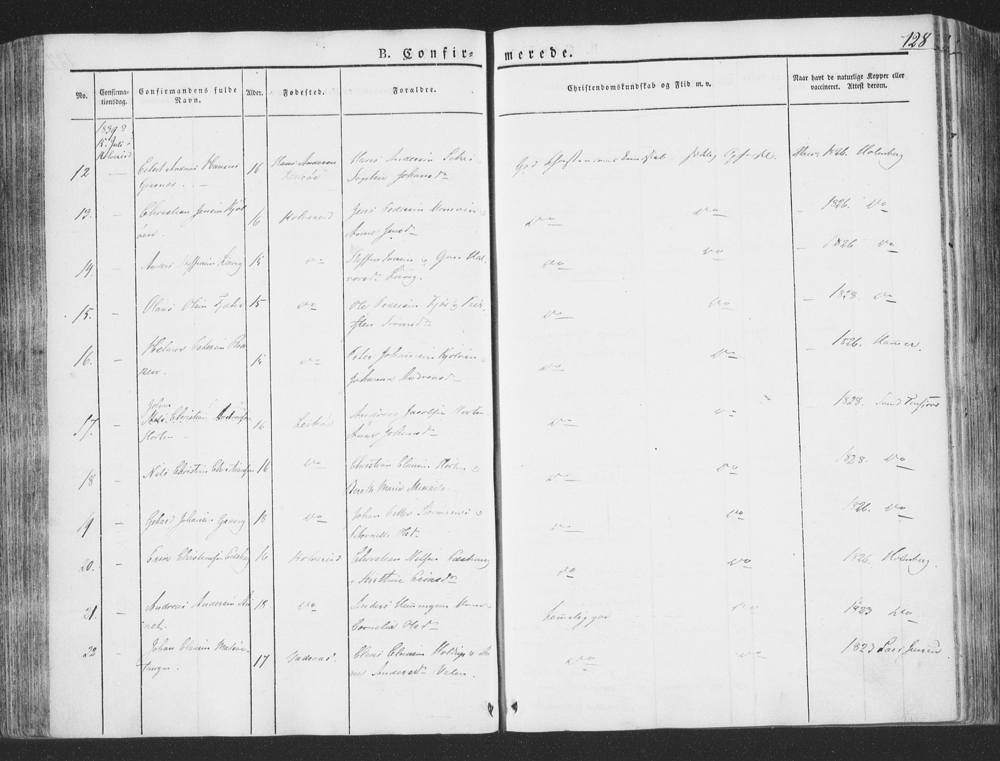 Ministerialprotokoller, klokkerbøker og fødselsregistre - Nord-Trøndelag, AV/SAT-A-1458/780/L0639: Parish register (official) no. 780A04, 1830-1844, p. 128