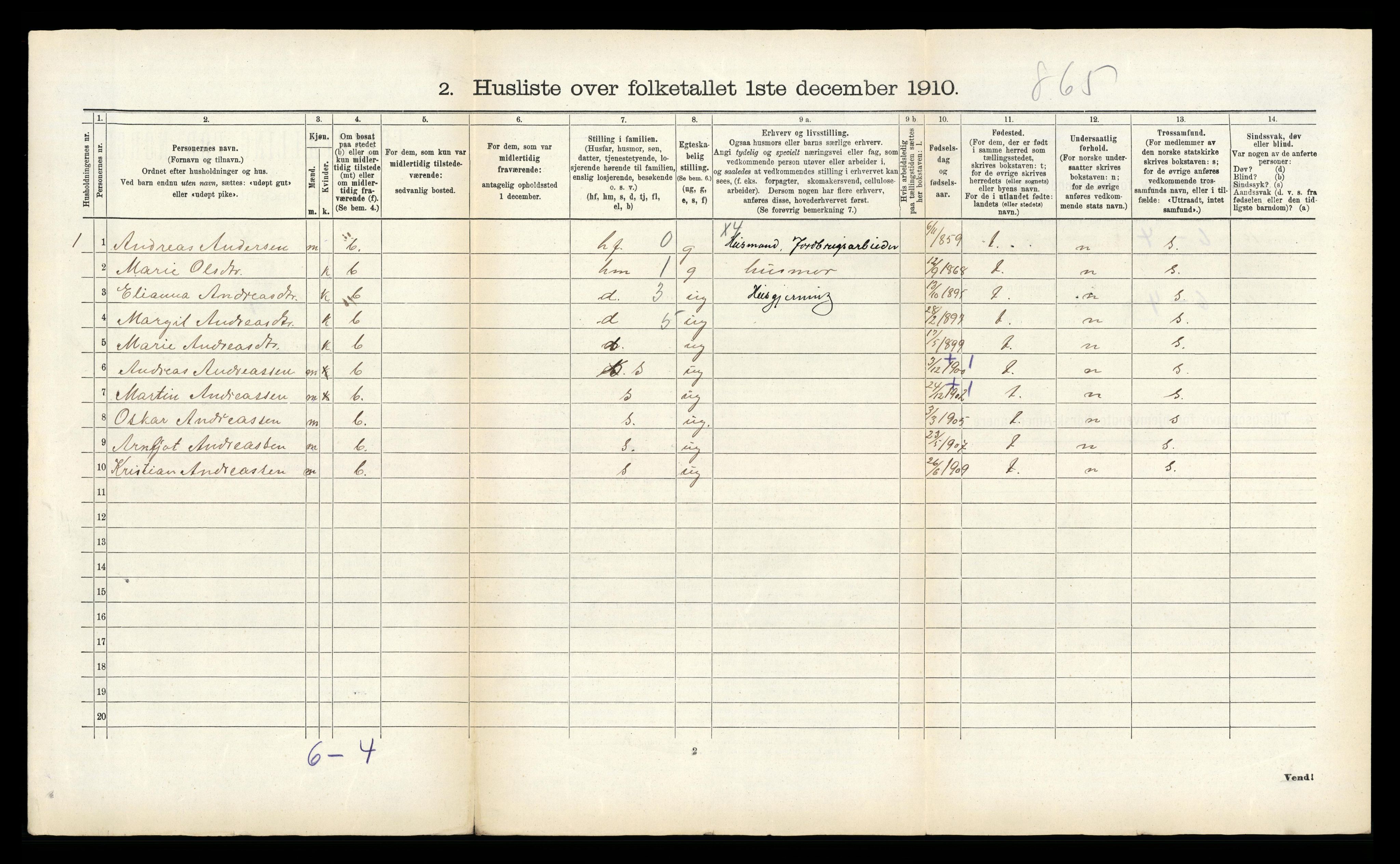 RA, 1910 census for Stryn, 1910, p. 156