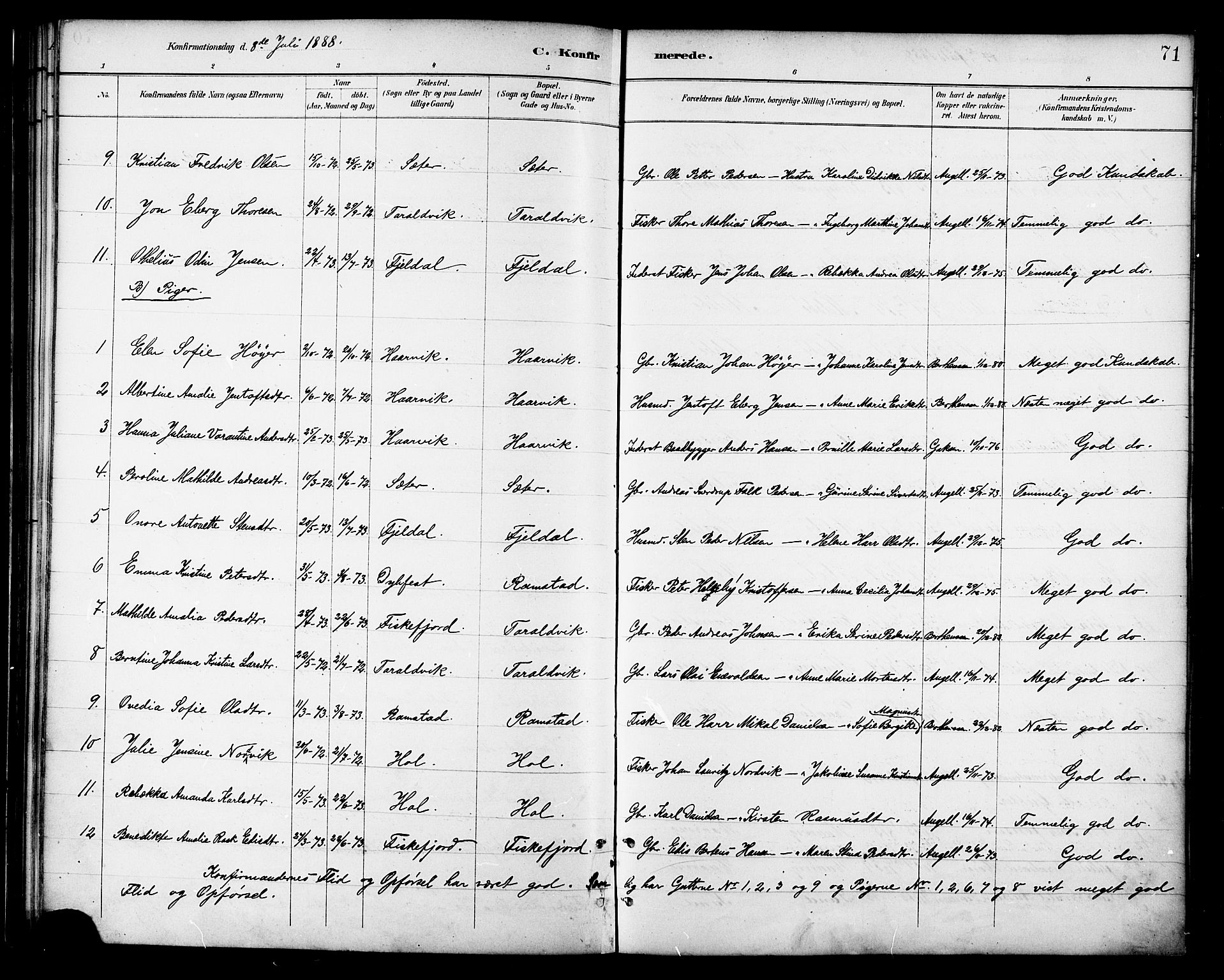 Ministerialprotokoller, klokkerbøker og fødselsregistre - Nordland, AV/SAT-A-1459/865/L0924: Parish register (official) no. 865A02, 1885-1896, p. 71