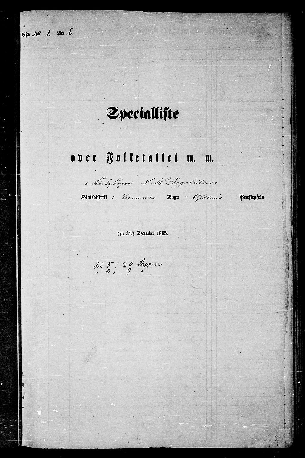 RA, 1865 census for Ofoten, 1865, p. 25