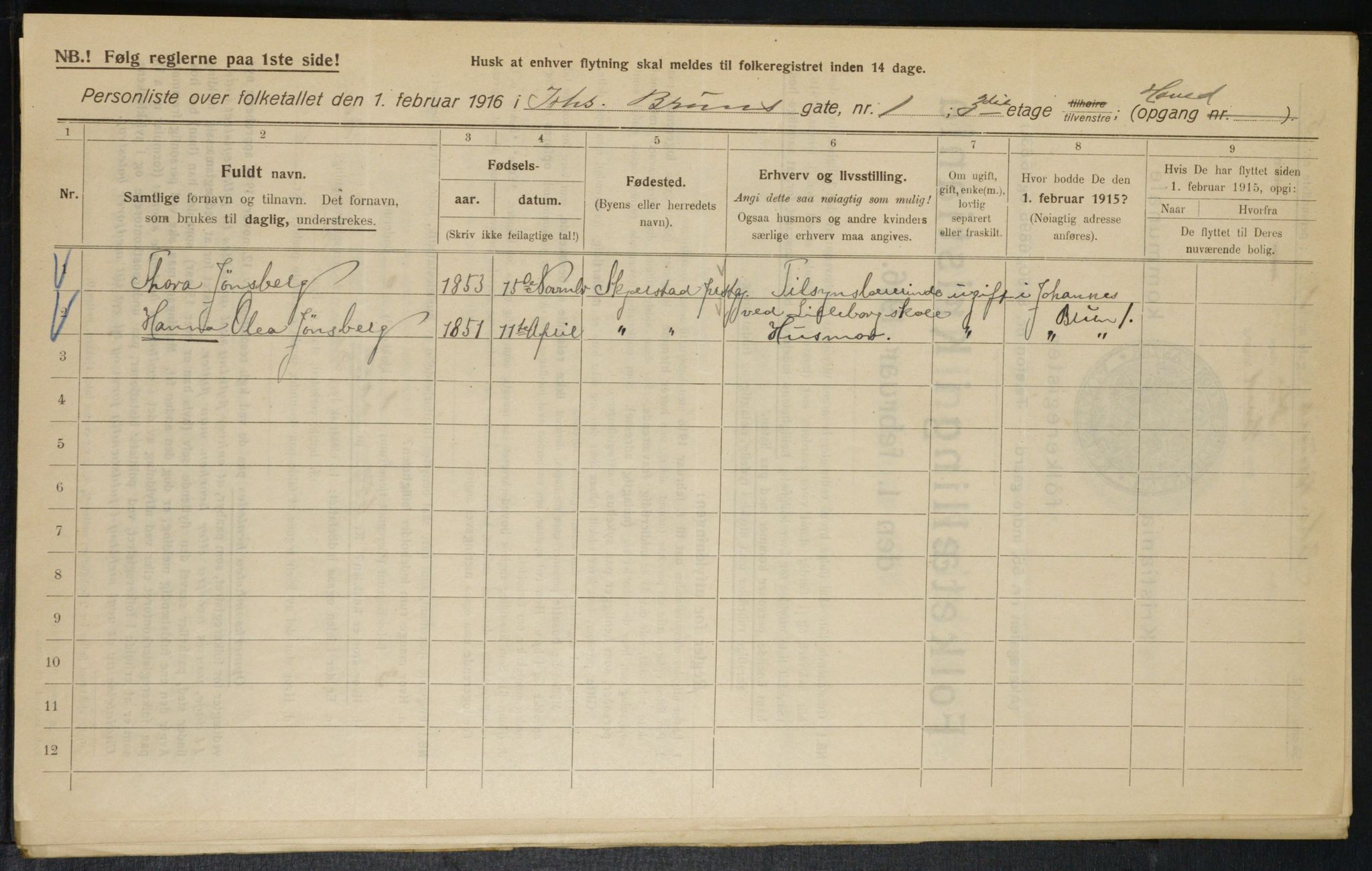 OBA, Municipal Census 1916 for Kristiania, 1916, p. 48109