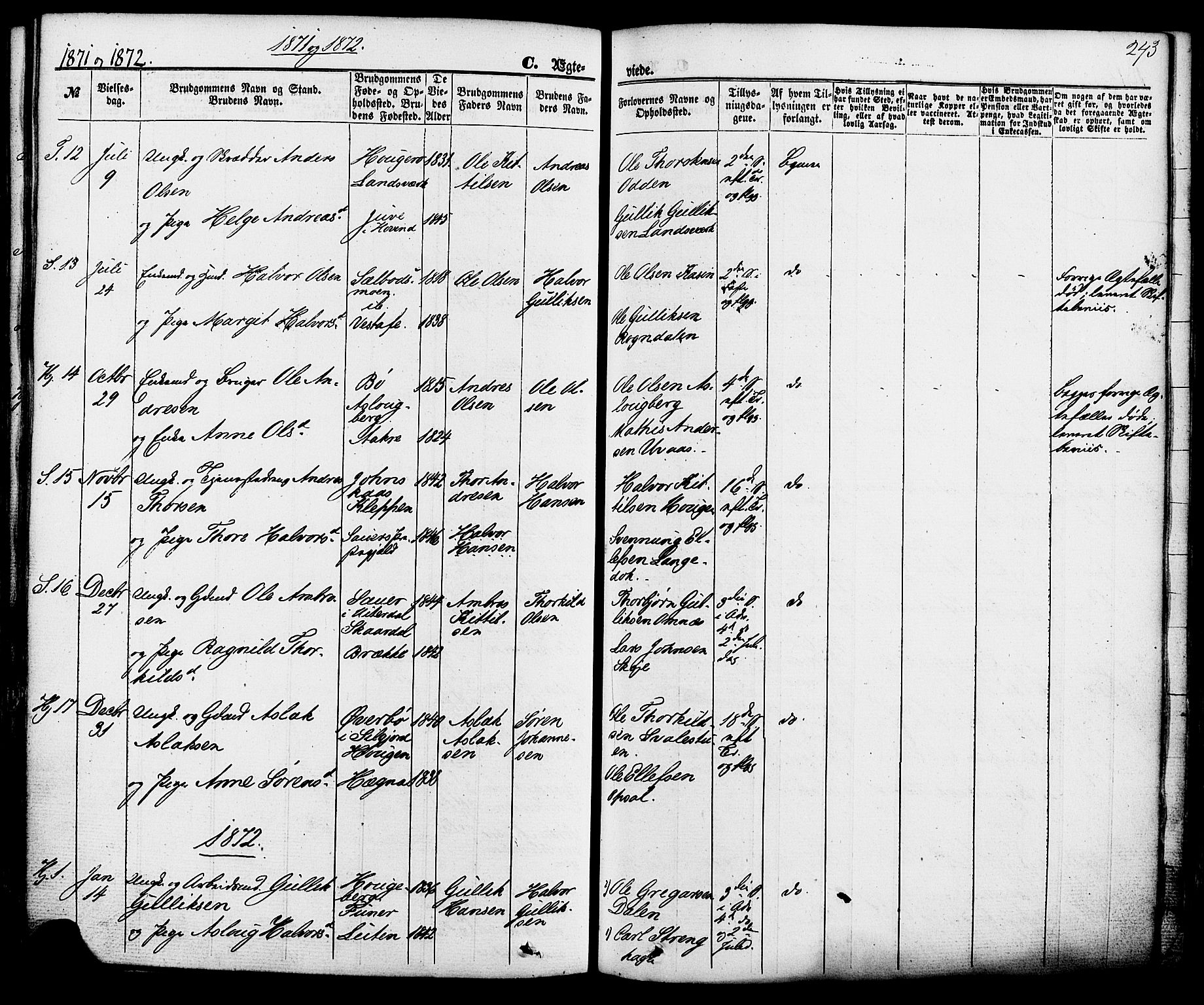 Hjartdal kirkebøker, SAKO/A-270/F/Fa/L0009: Parish register (official) no. I 9, 1860-1879, p. 273