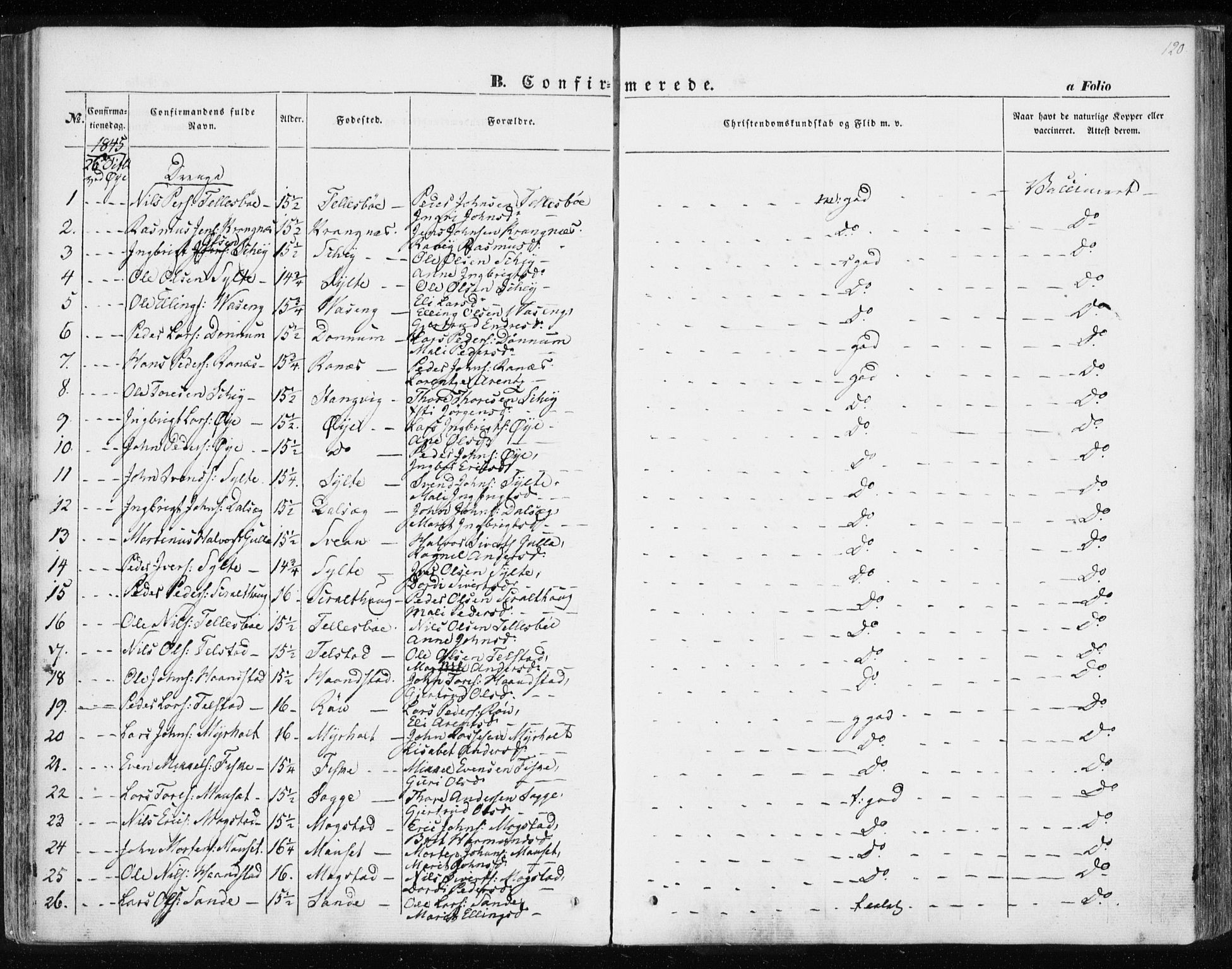 Ministerialprotokoller, klokkerbøker og fødselsregistre - Møre og Romsdal, SAT/A-1454/595/L1043: Parish register (official) no. 595A05, 1843-1851, p. 120