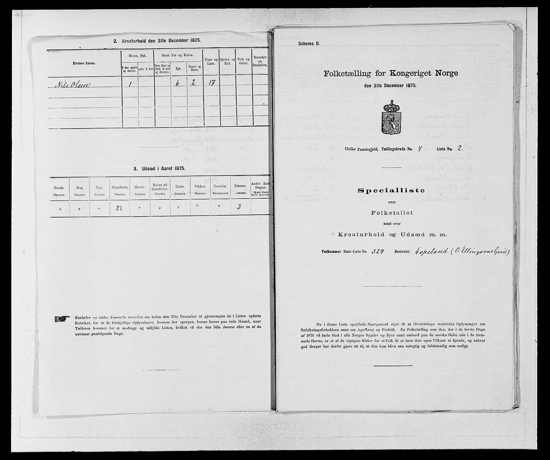 SAB, 1875 census for 1233P Ulvik, 1875, p. 622