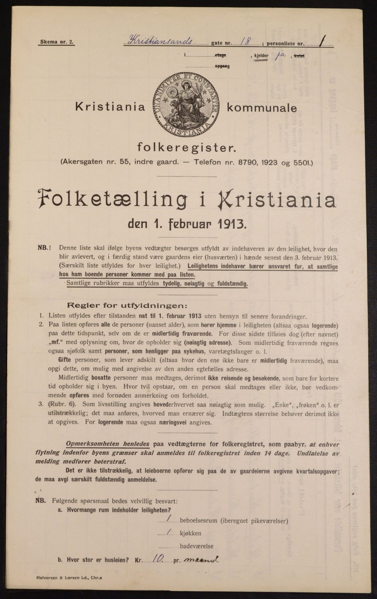 OBA, Municipal Census 1913 for Kristiania, 1913, p. 54170