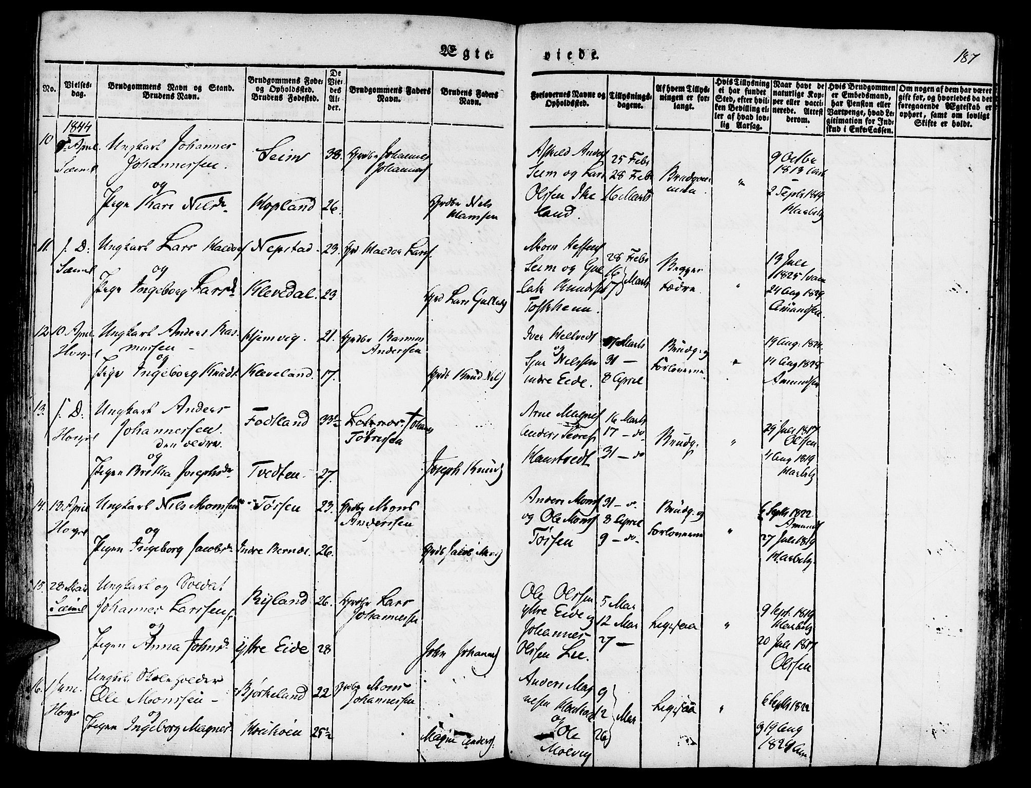 Hosanger sokneprestembete, AV/SAB-A-75801/H/Haa: Parish register (official) no. A 7, 1835-1848, p. 187