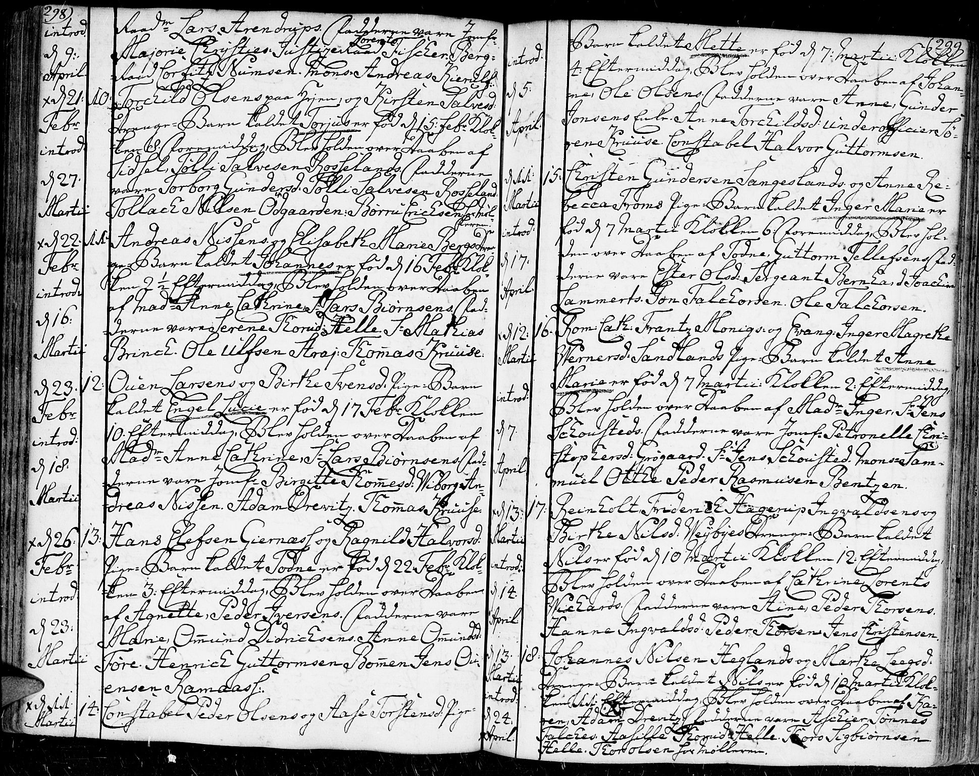 Kristiansand domprosti, AV/SAK-1112-0006/F/Fa/L0002: Parish register (official) no. A 2, 1755-1778, p. 298-299