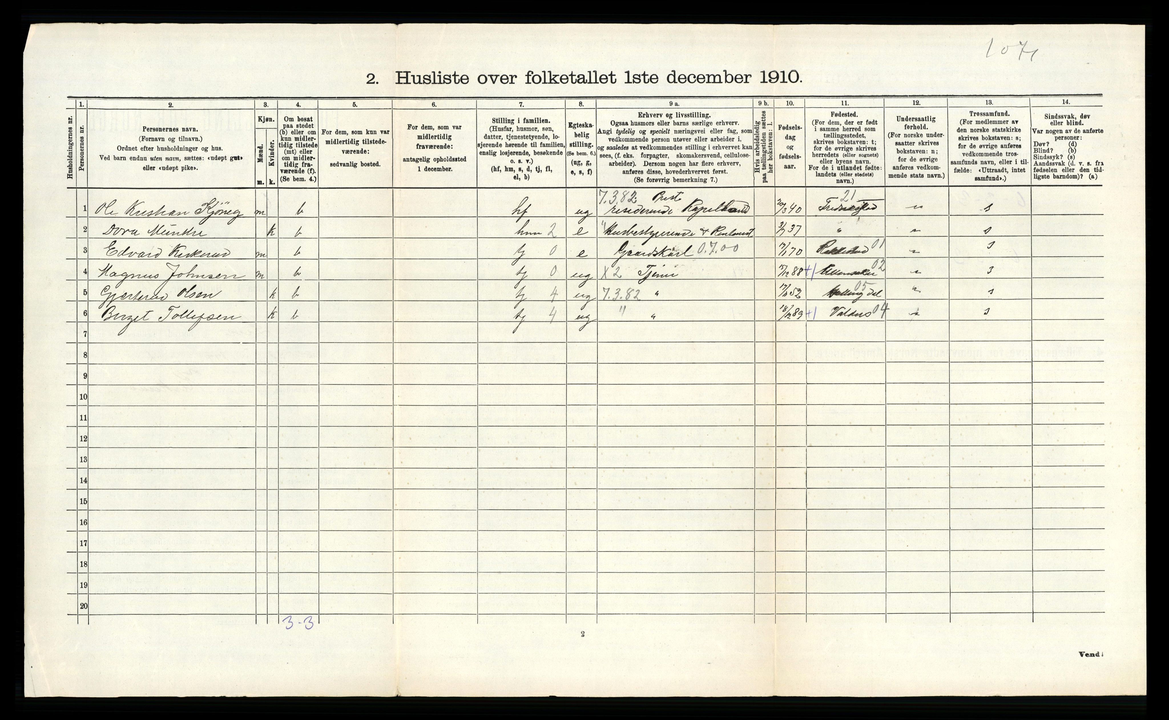 RA, 1910 census for Lier, 1910, p. 2581