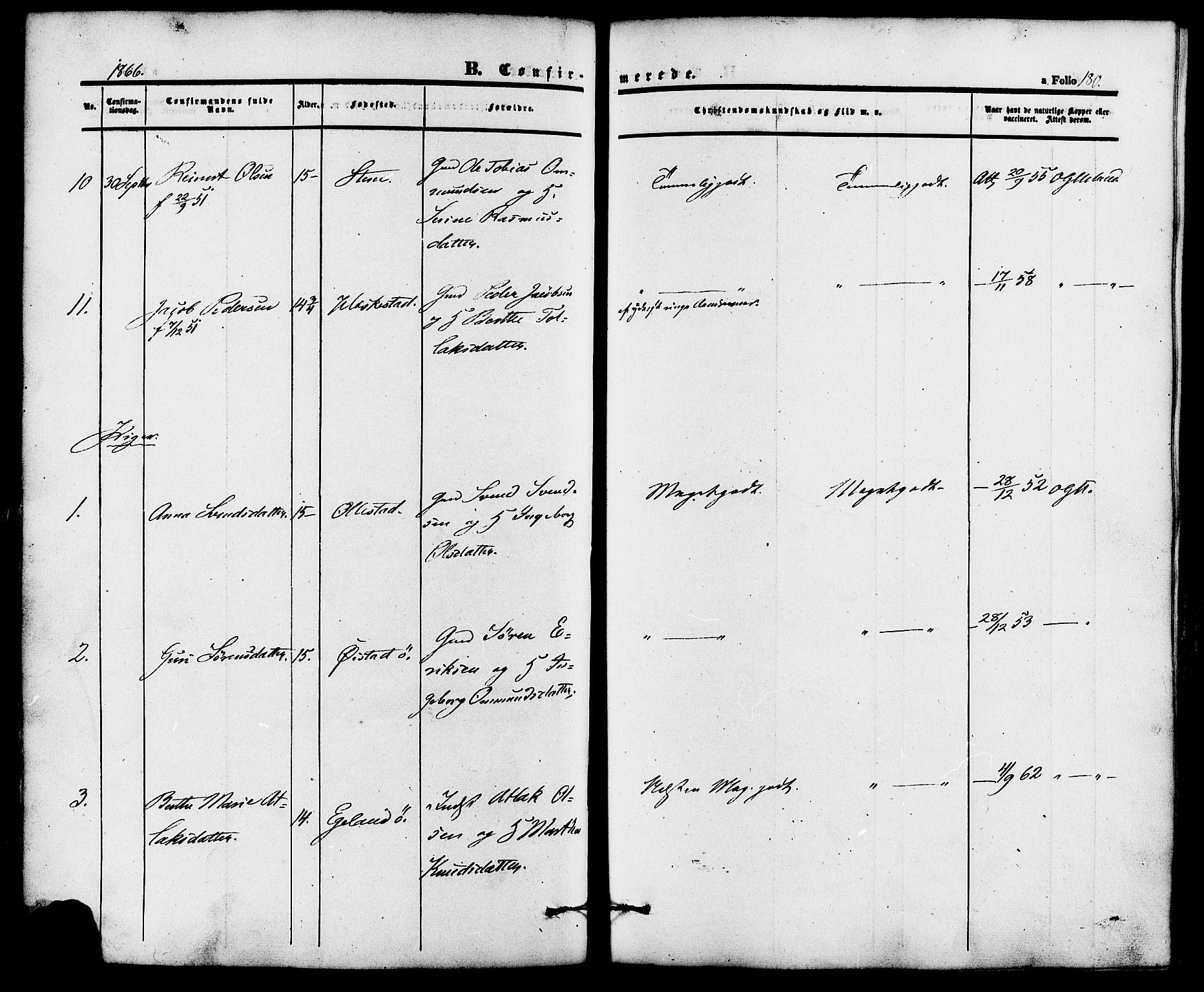 Lund sokneprestkontor, AV/SAST-A-101809/S06/L0010: Parish register (official) no. A 9, 1854-1886, p. 180