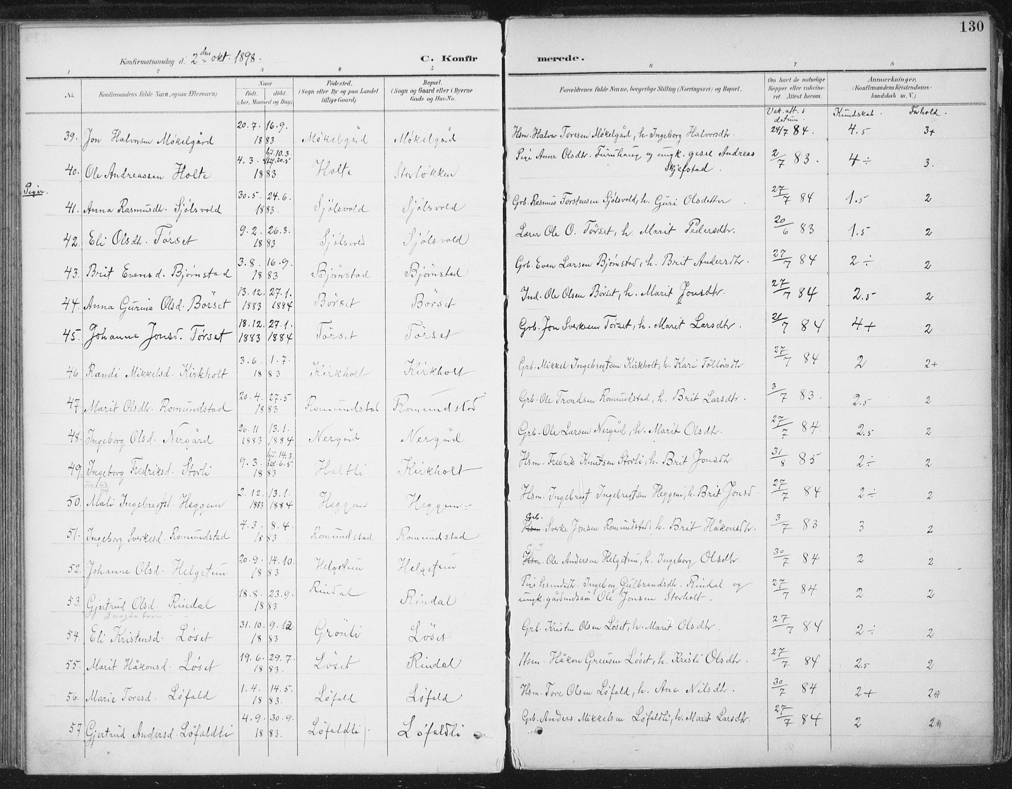 Ministerialprotokoller, klokkerbøker og fødselsregistre - Møre og Romsdal, AV/SAT-A-1454/598/L1072: Parish register (official) no. 598A06, 1896-1910, p. 130