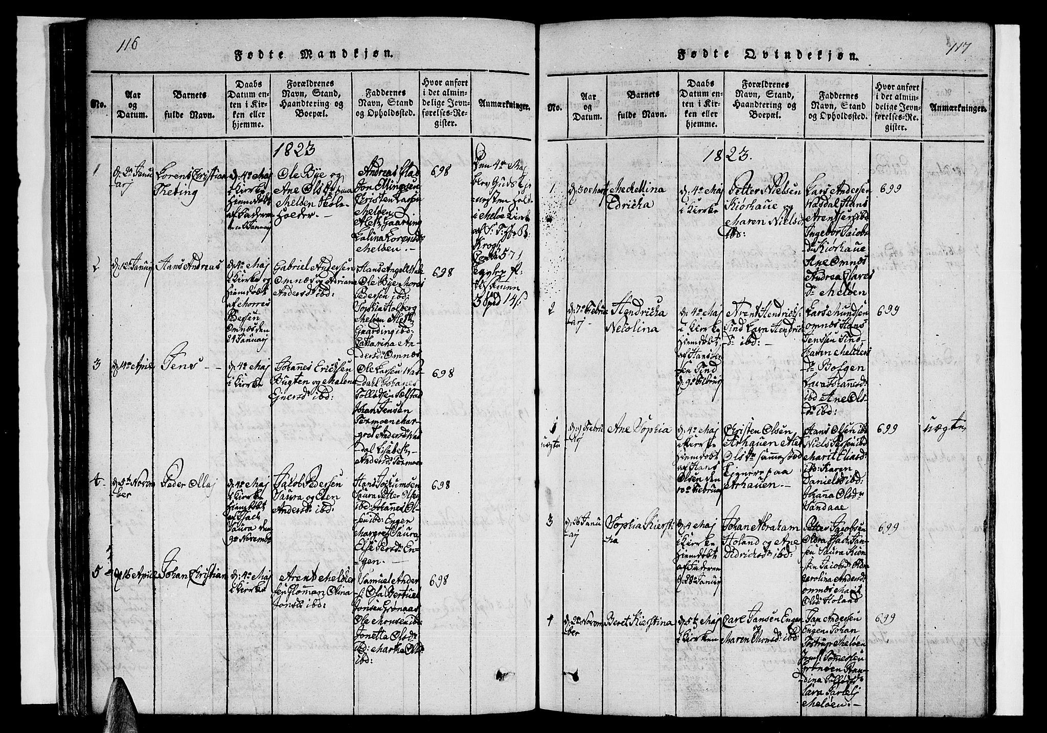 Ministerialprotokoller, klokkerbøker og fødselsregistre - Nordland, SAT/A-1459/841/L0617: Parish register (copy) no. 841C01 /2, 1820-1830, p. 116-117