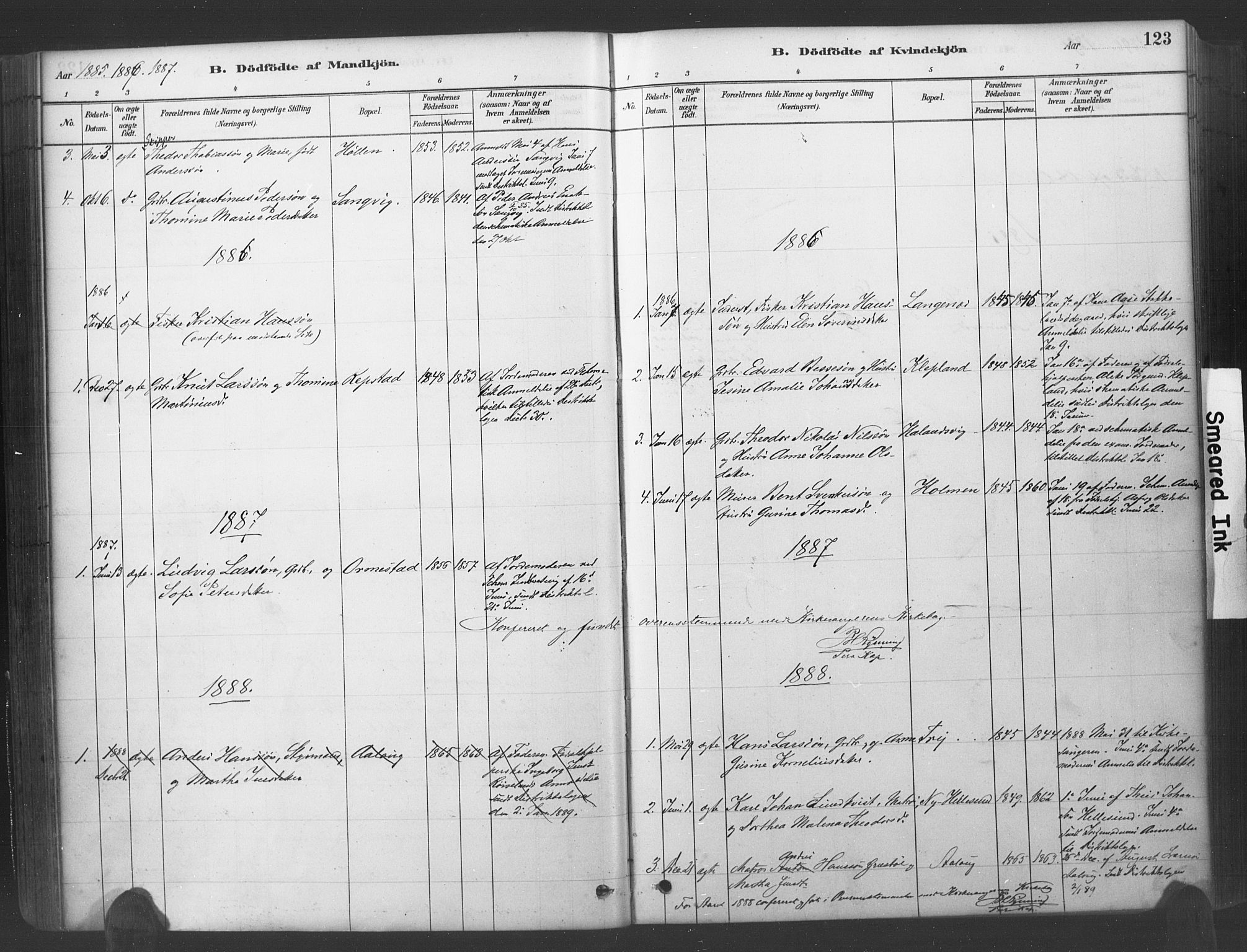 Søgne sokneprestkontor, SAK/1111-0037/F/Fa/Fab/L0012: Parish register (official) no. A 12, 1880-1891, p. 123