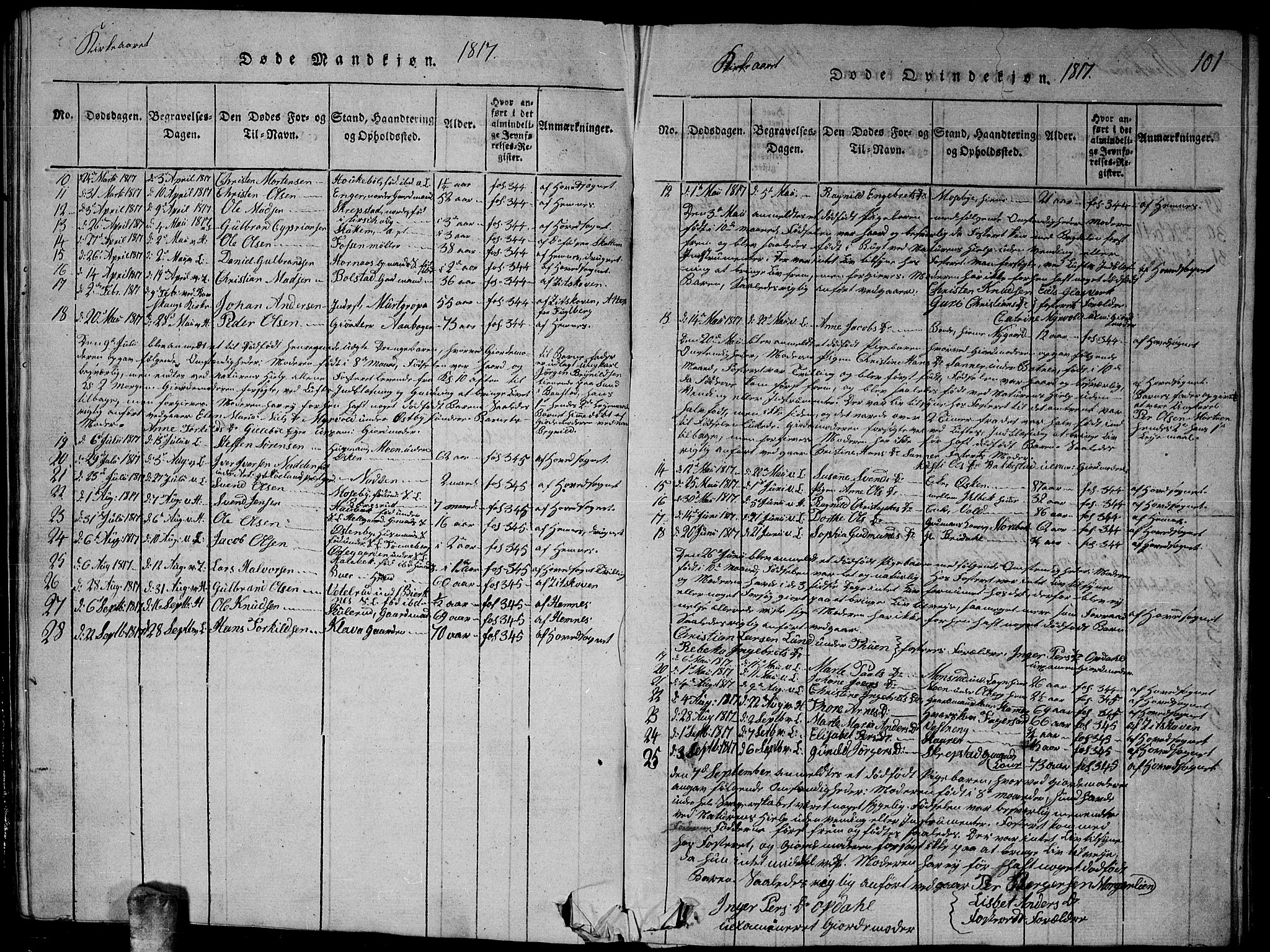 Høland prestekontor Kirkebøker, SAO/A-10346a/G/Ga/L0001: Parish register (copy) no. I 1, 1814-1827, p. 101