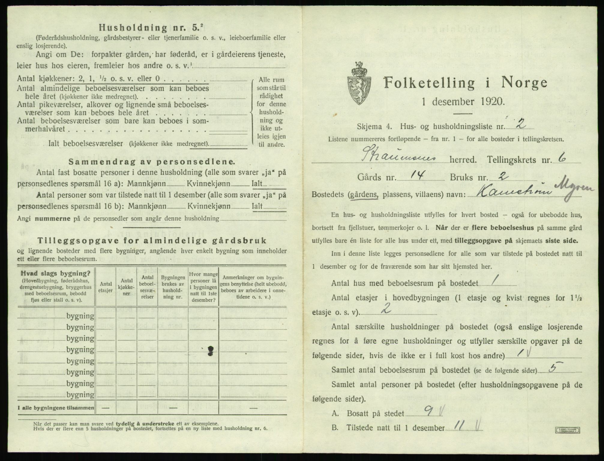 SAT, 1920 census for Straumsnes, 1920, p. 377