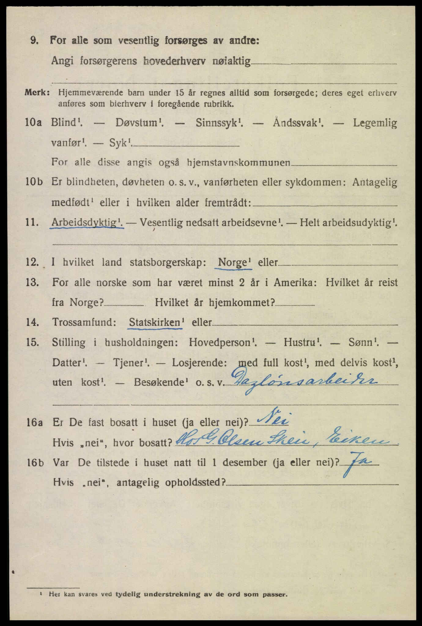 SAK, 1920 census for Eiken, 1920, p. 942