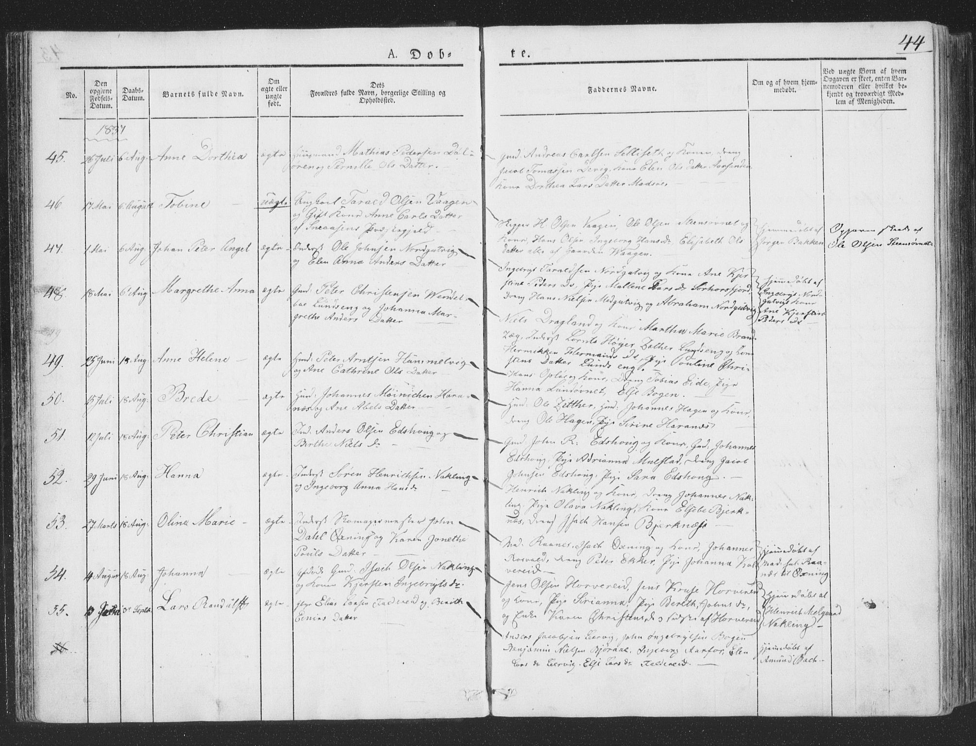 Ministerialprotokoller, klokkerbøker og fødselsregistre - Nord-Trøndelag, SAT/A-1458/780/L0639: Parish register (official) no. 780A04, 1830-1844, p. 44