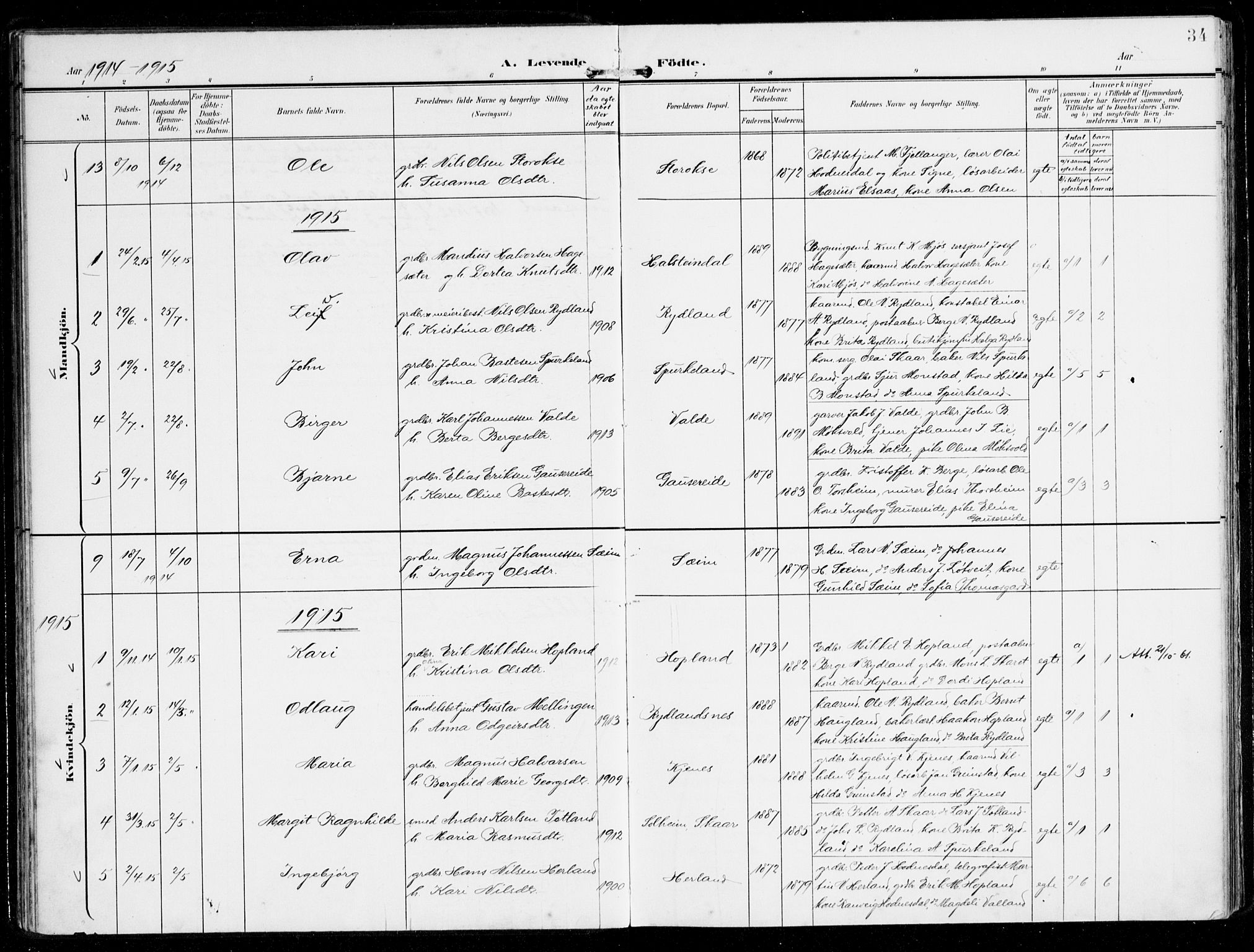 Alversund Sokneprestembete, SAB/A-73901/H/Ha/Haa/Haad/L0004: Parish register (official) no. D 4, 1898-1926, p. 34