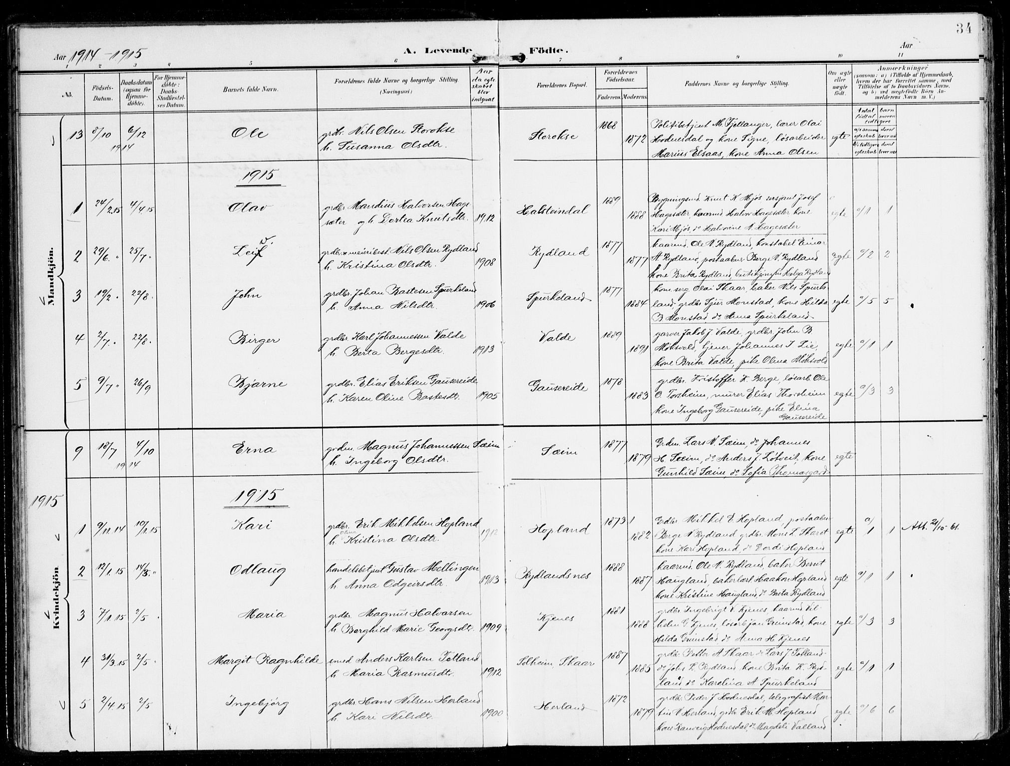 Alversund Sokneprestembete, AV/SAB-A-73901/H/Ha/Haa/Haad/L0004: Parish register (official) no. D 4, 1898-1926, p. 34