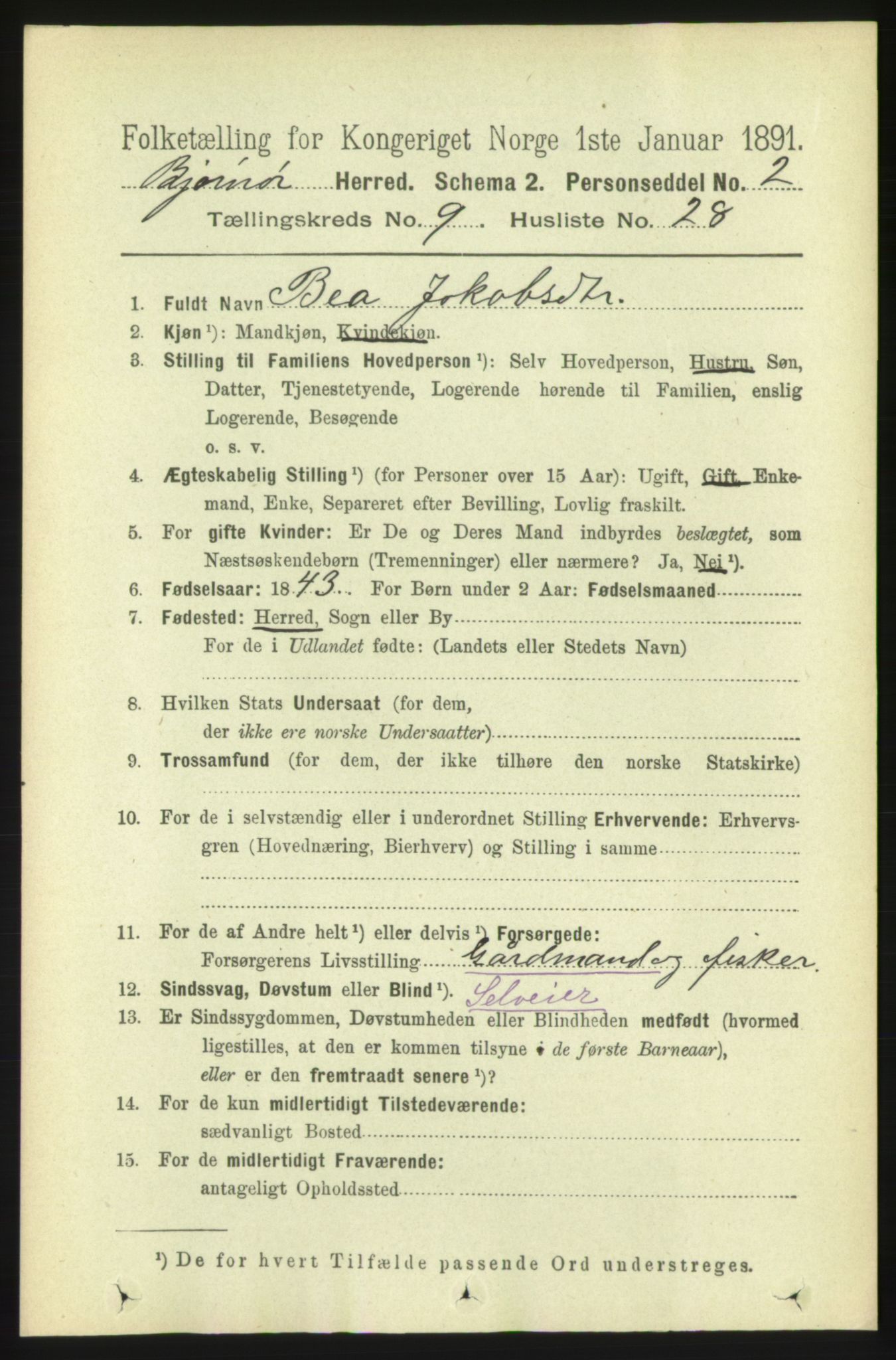 RA, 1891 census for 1632 Bjørnør, 1891, p. 3966