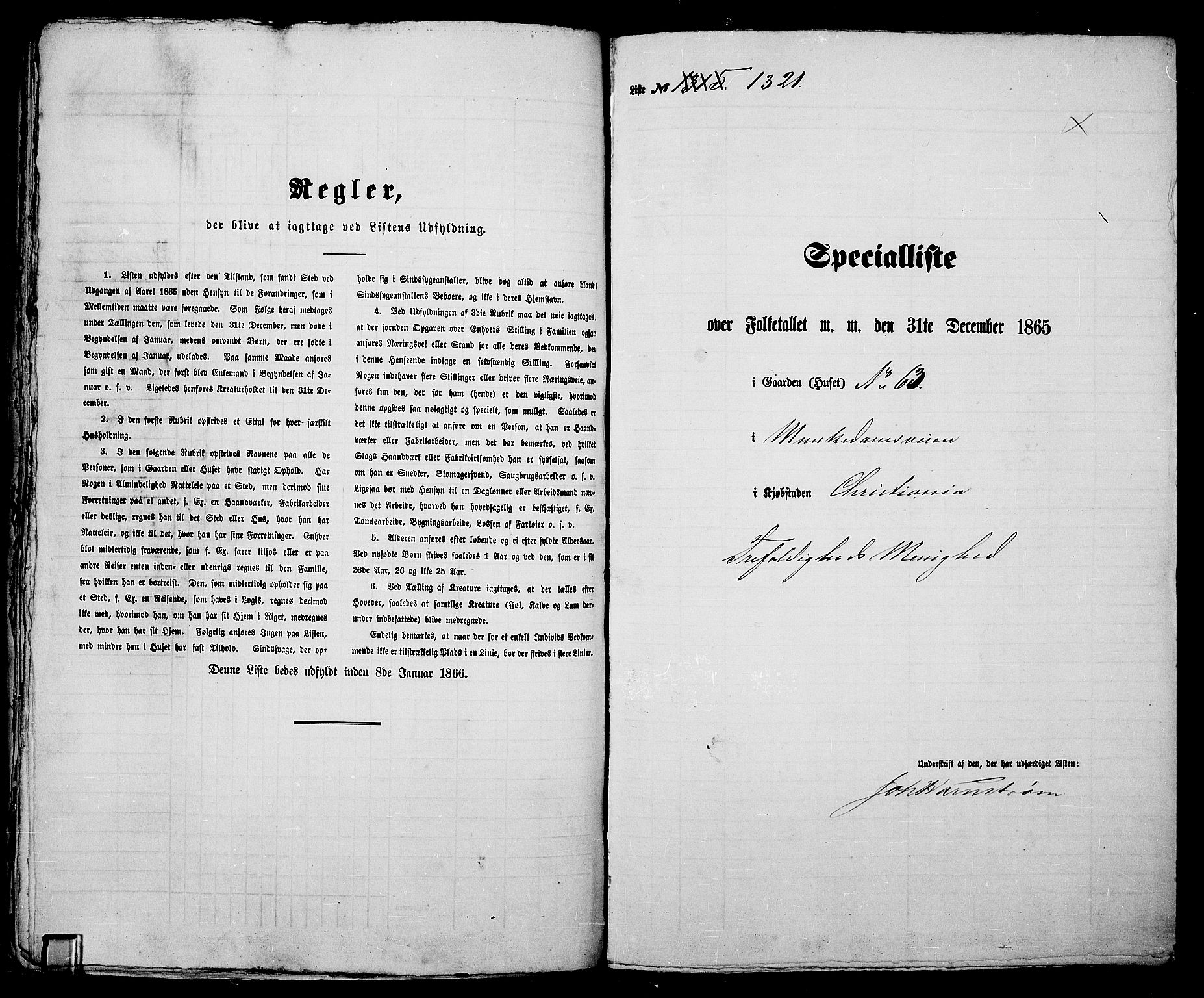 RA, 1865 census for Kristiania, 1865, p. 2995