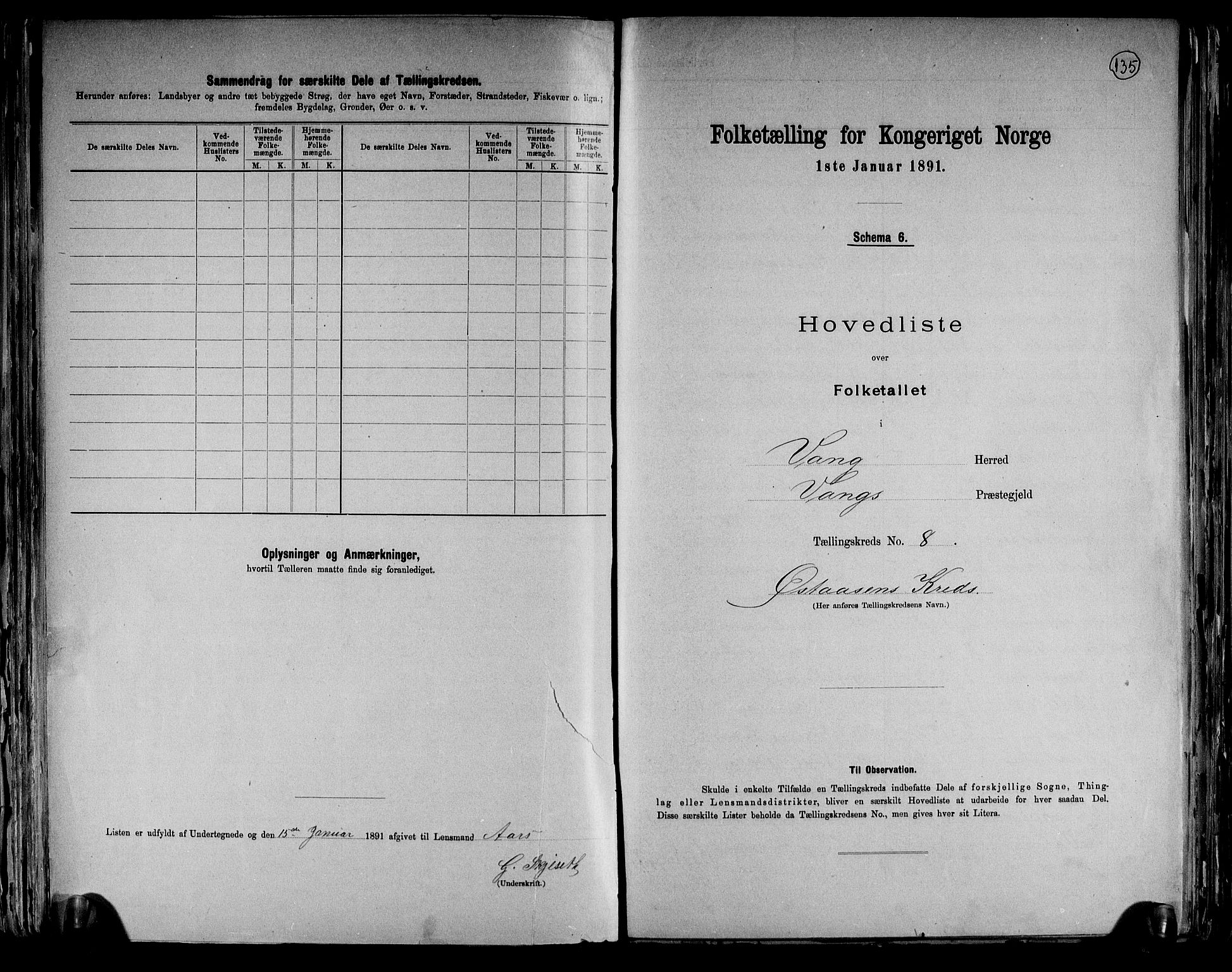 RA, 1891 census for 0414 Vang, 1891, p. 31