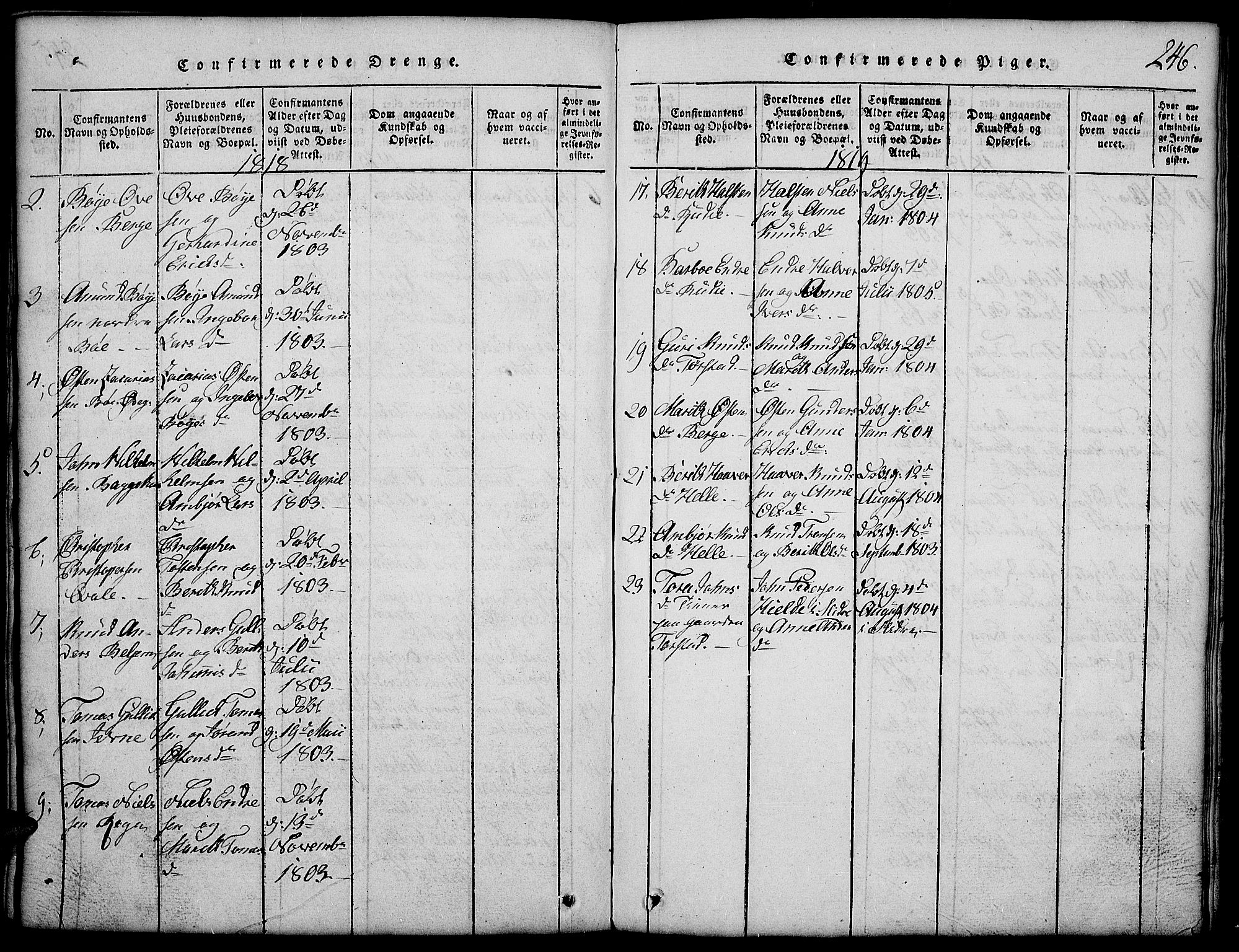 Vang prestekontor, Valdres, SAH/PREST-140/H/Hb/L0002: Parish register (copy) no. 2, 1814-1889, p. 246