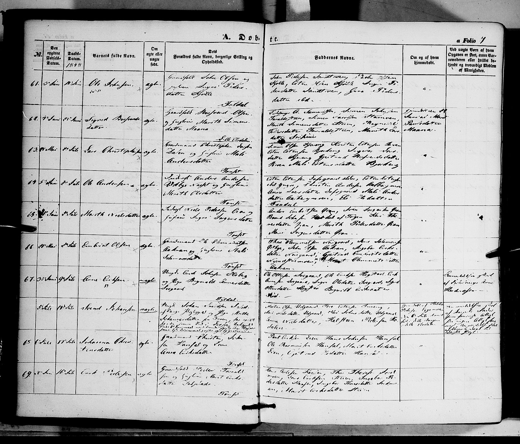 Tynset prestekontor, AV/SAH-PREST-058/H/Ha/Haa/L0020: Parish register (official) no. 20, 1848-1862, p. 7