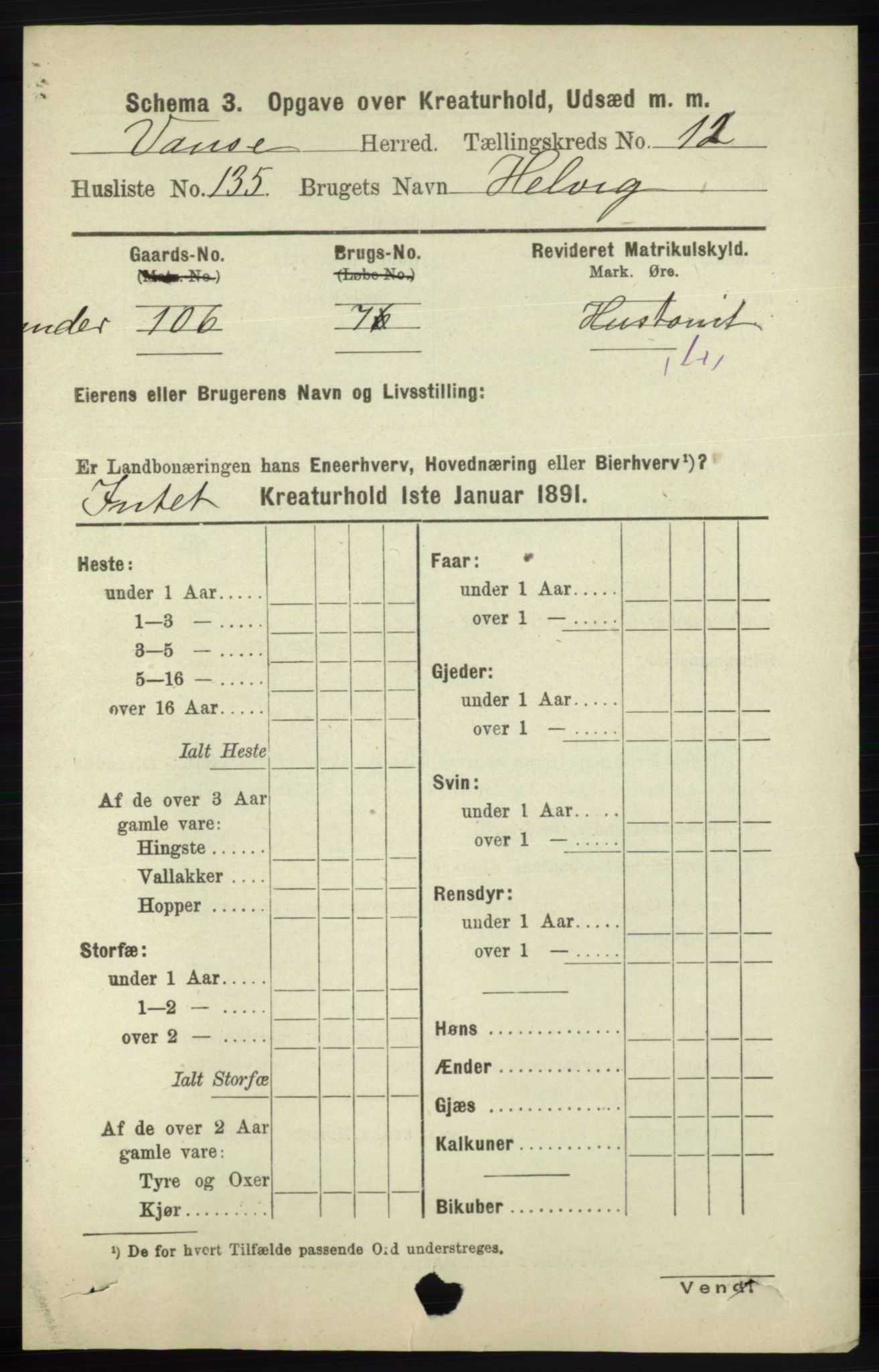 RA, 1891 census for 1041 Vanse, 1891, p. 10363