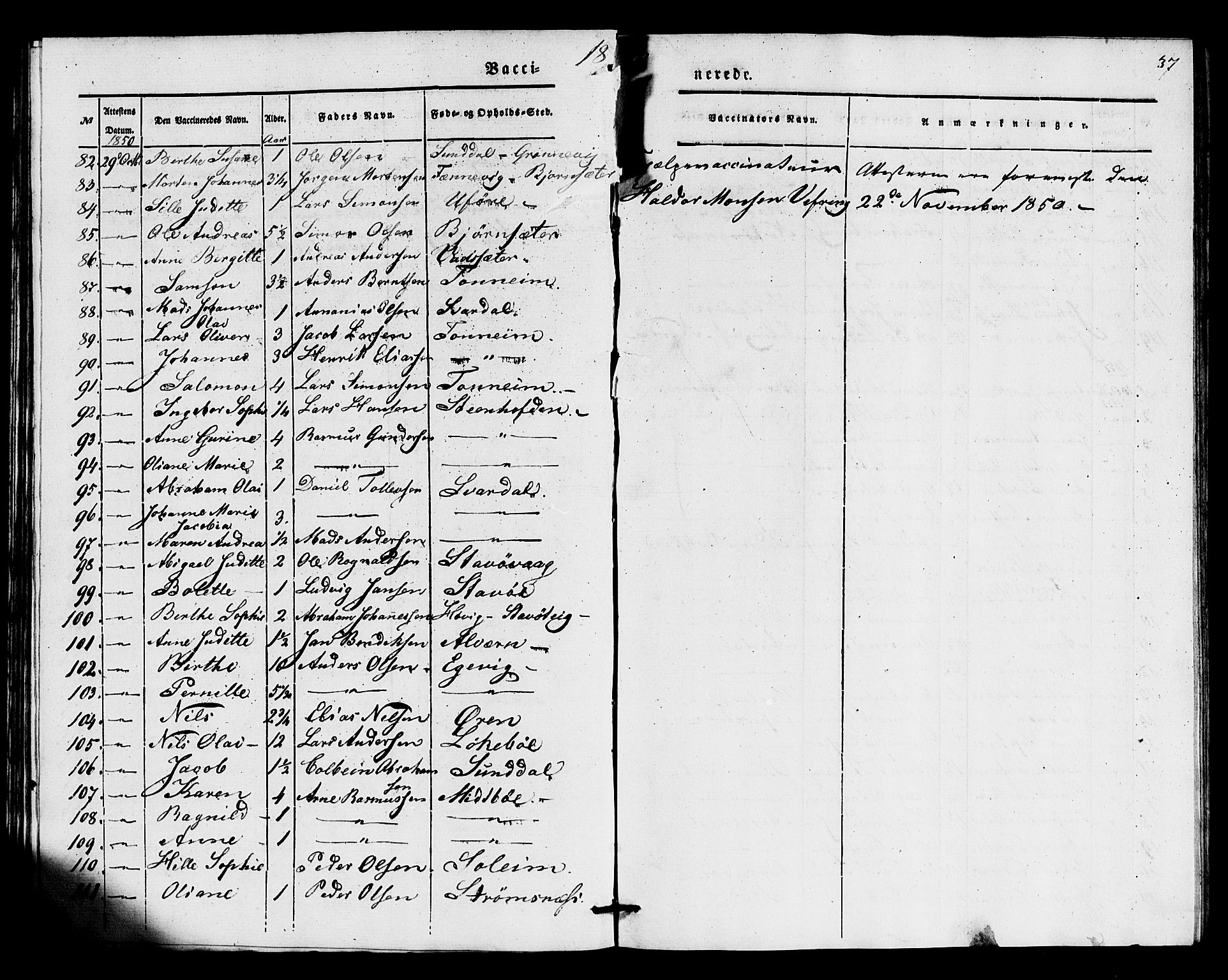 Kinn sokneprestembete, AV/SAB-A-80801/H/Haa/Haaa/L0016: Parish register (official) no. A 16, 1841-1858, p. 37