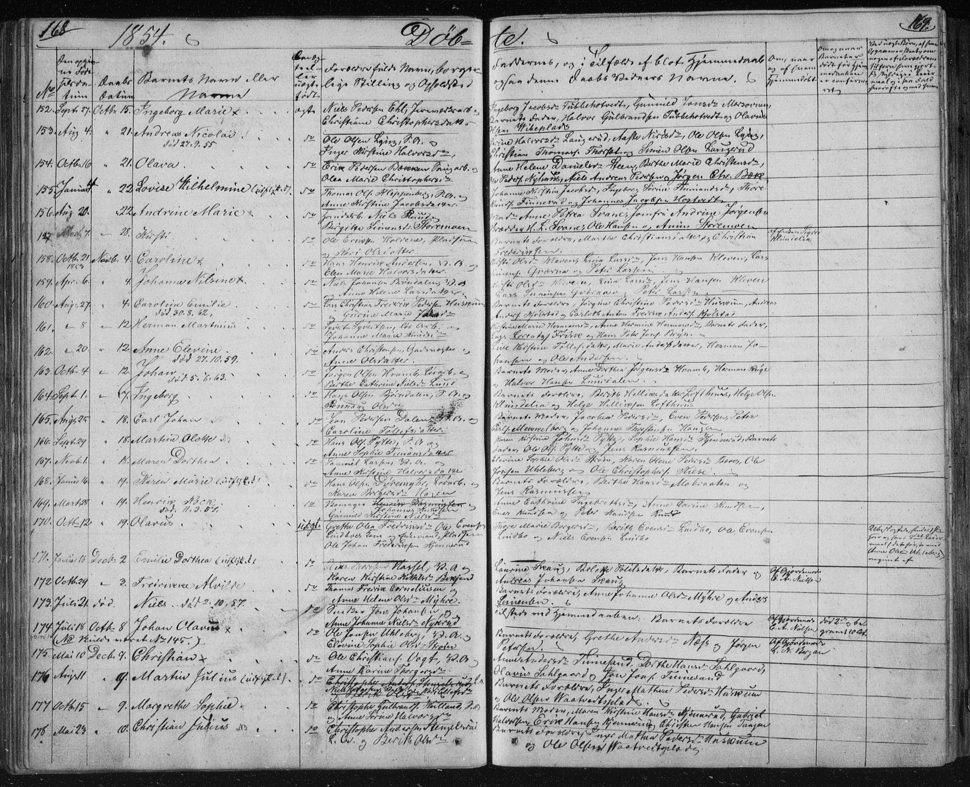 Kongsberg kirkebøker, SAKO/A-22/F/Fa/L0009: Parish register (official) no. I 9, 1839-1858, p. 168-169